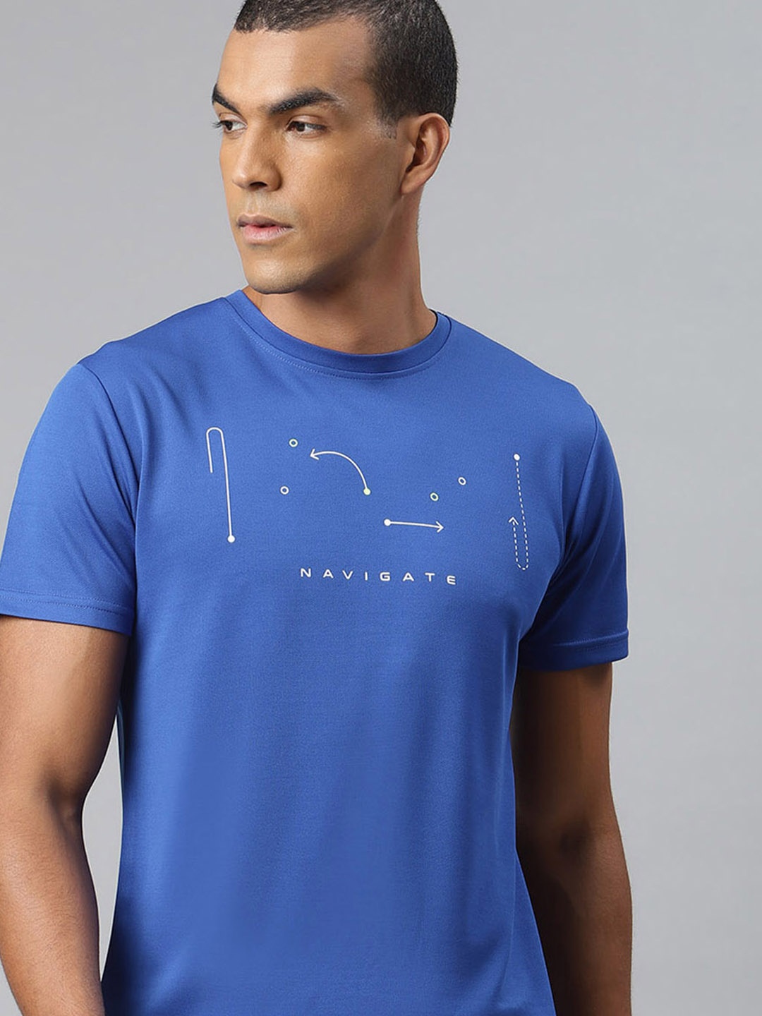 

WROGN ACTIVE Men Blue Slim Fit Printed Round Neck T-shirt