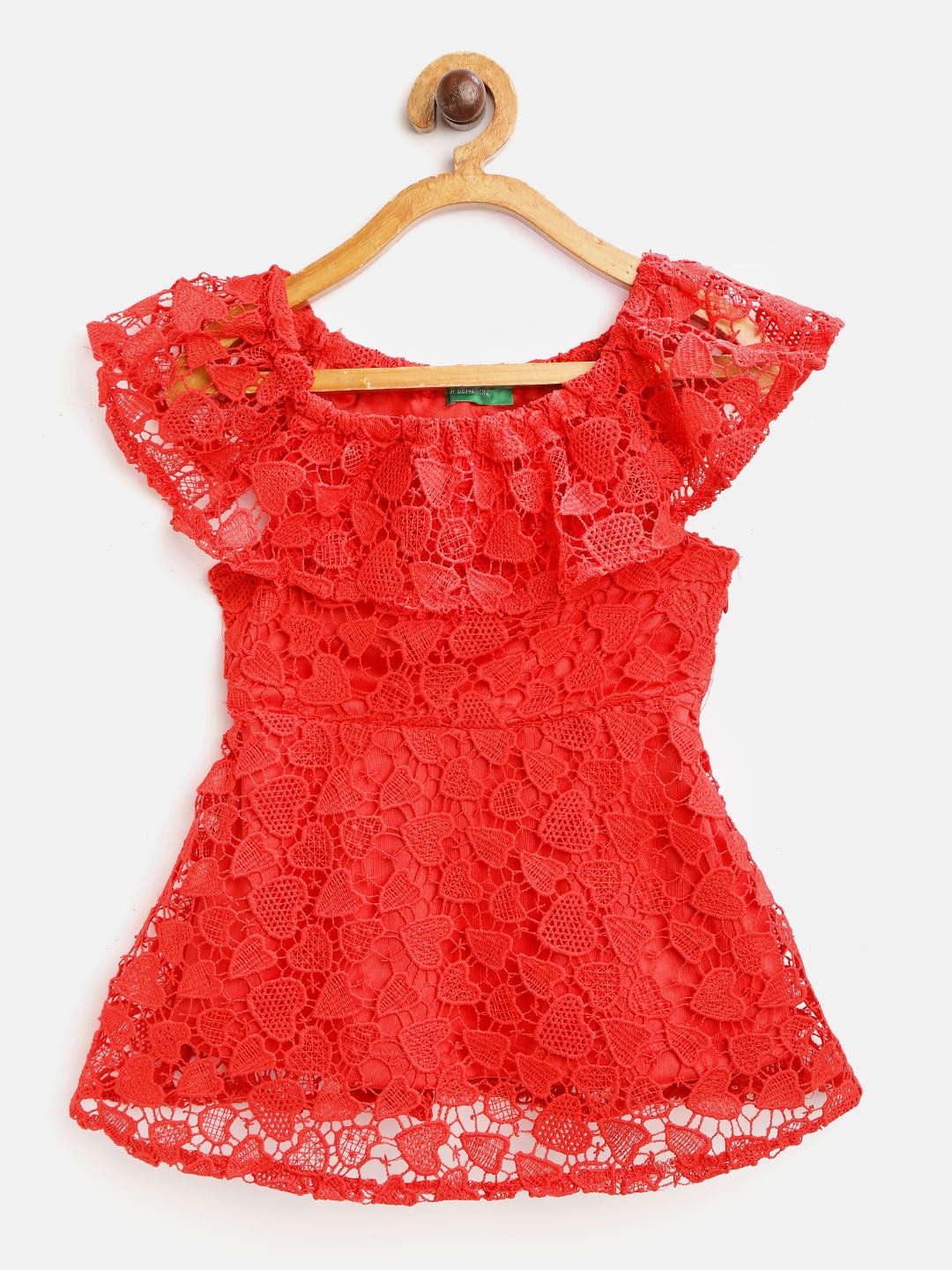 

United Colors of Benetton Girls Red Heart Lace A-Line Dress