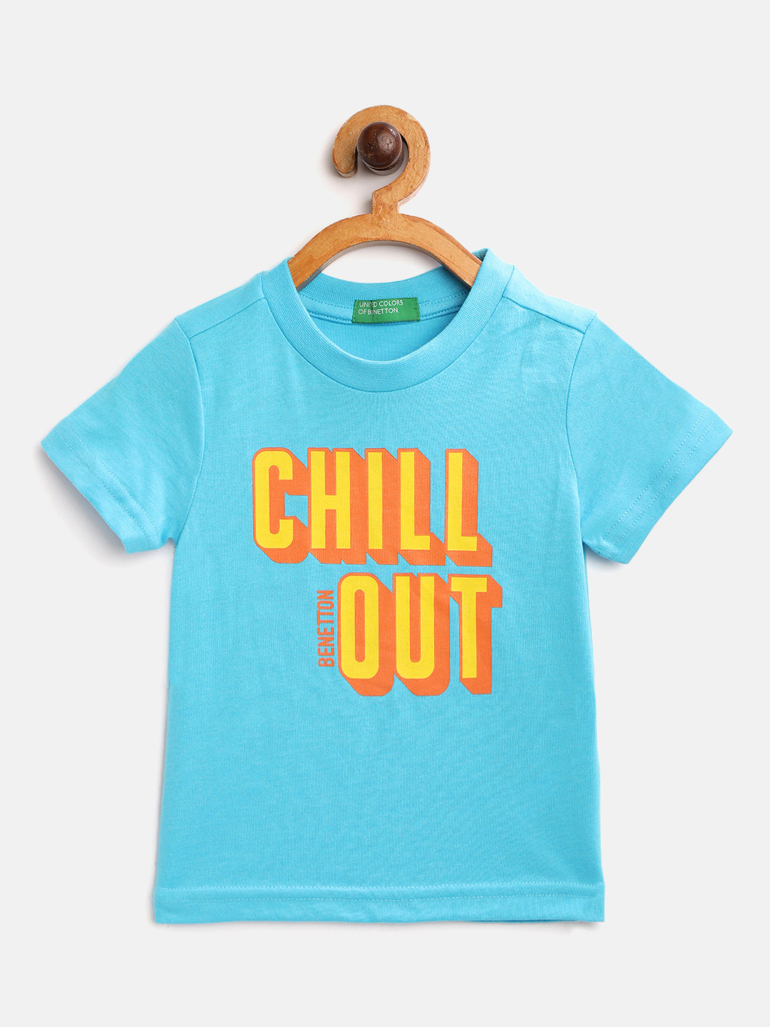 

United Colors of Benetton Boys Blue & Yellow Printed Round Neck T-shirt