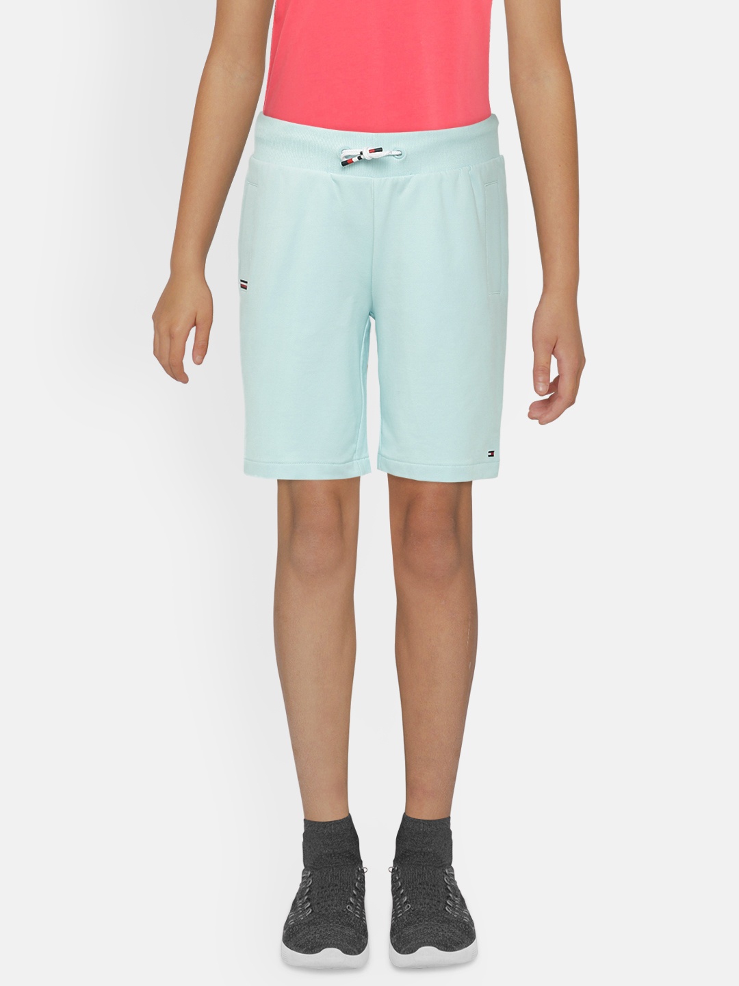 

Tommy Hilfiger Boys Blue Solid Regular Fit BB RIB INSERT SWEAT Shorts