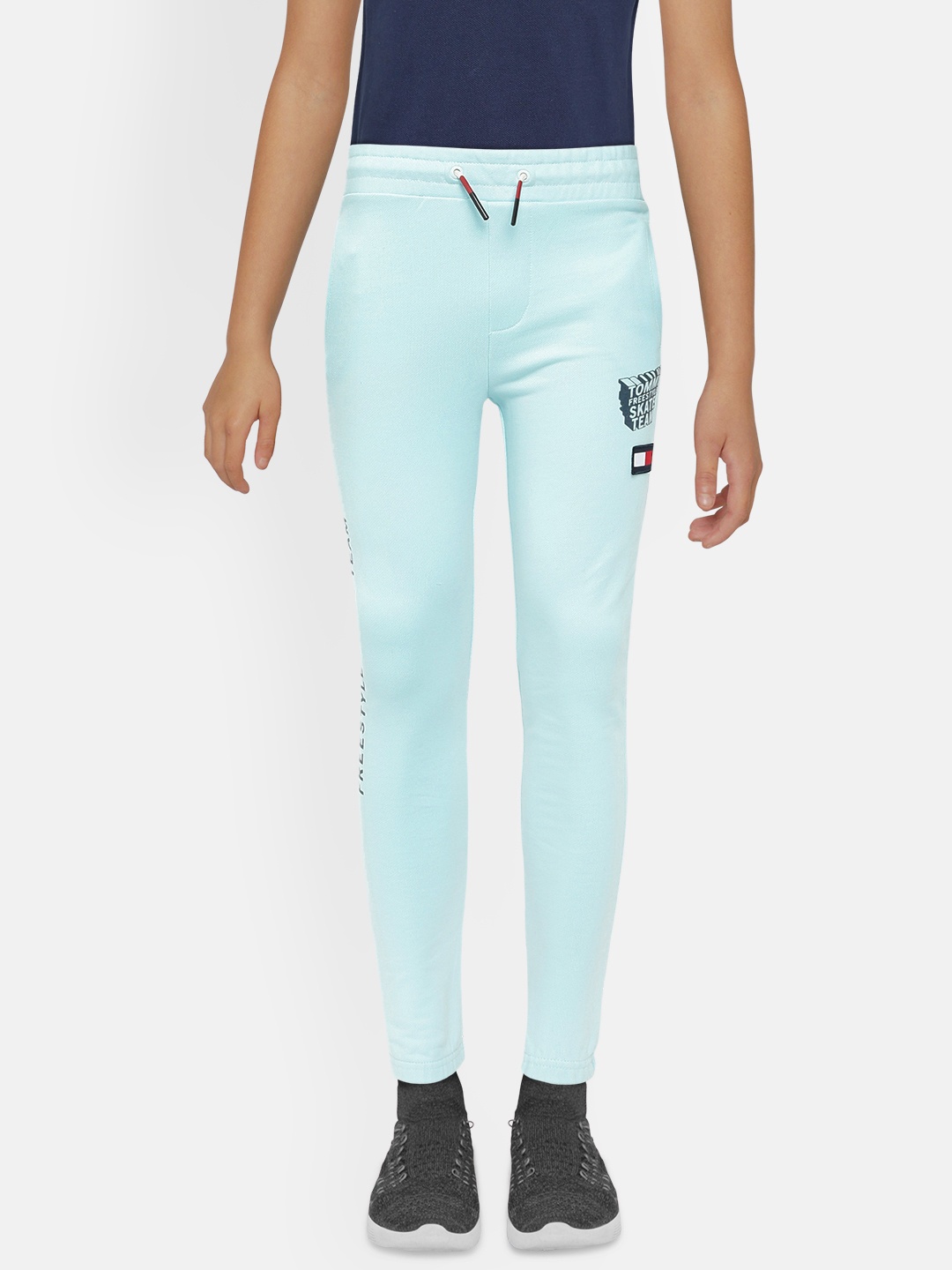 

Tommy Hilfiger Boys Blue Slim Fit Pure Cotton Printed Track Pants