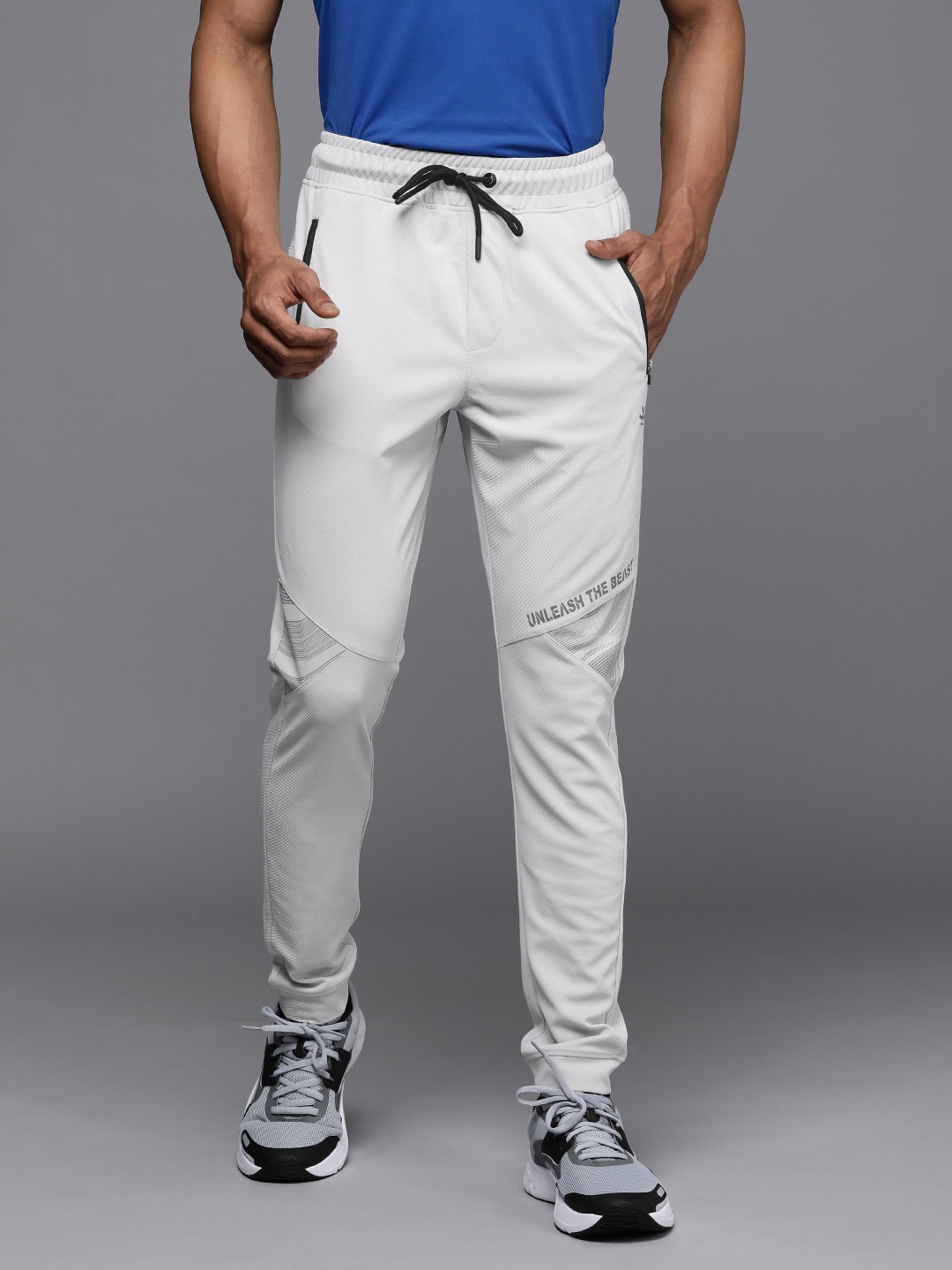 

WROGN ACTIVE Men White & Grey Printed Jogger Fit Joggers