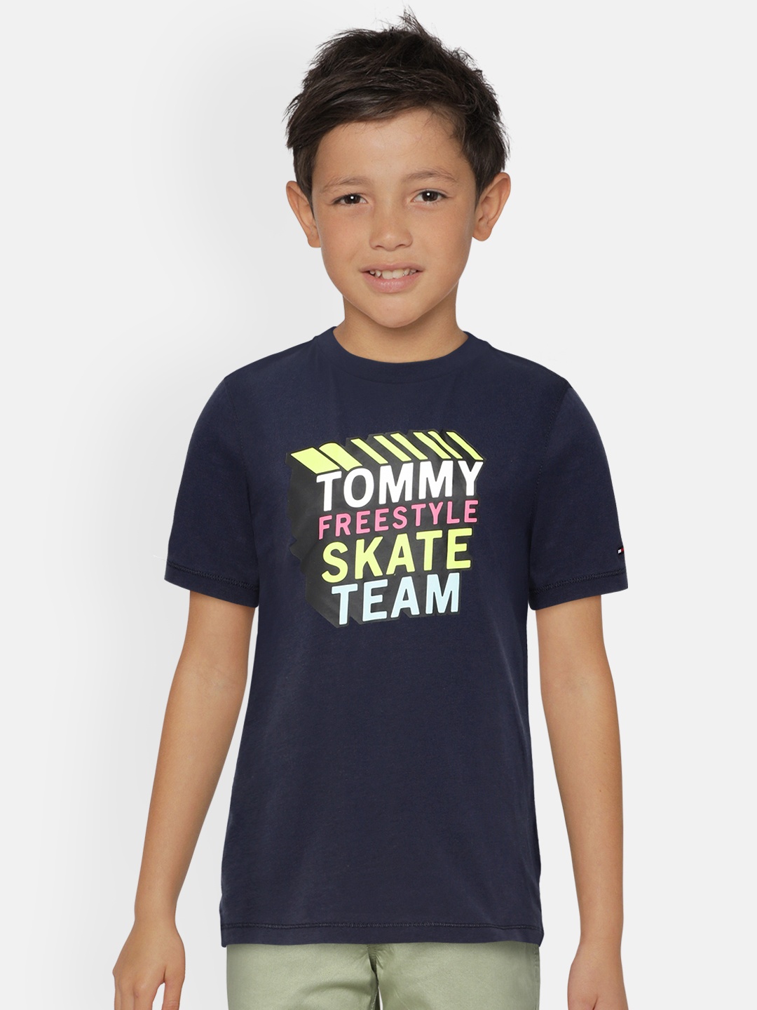 

Tommy Hilfiger Boys Navy Blue Printed Organic Cotton Round Neck T-shirt
