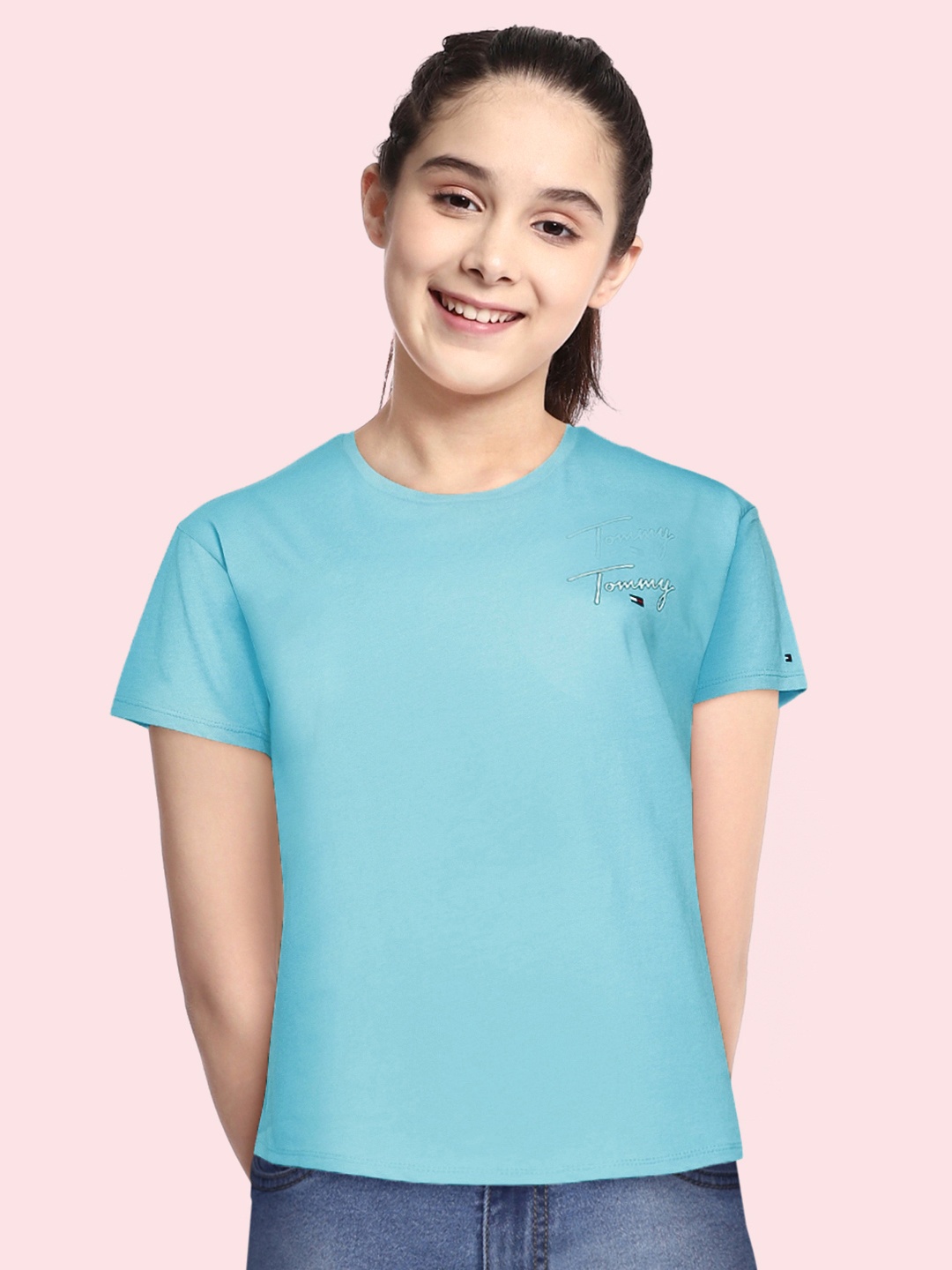 

Tommy Hilfiger Girls Blue Printed Round Neck T-shirt