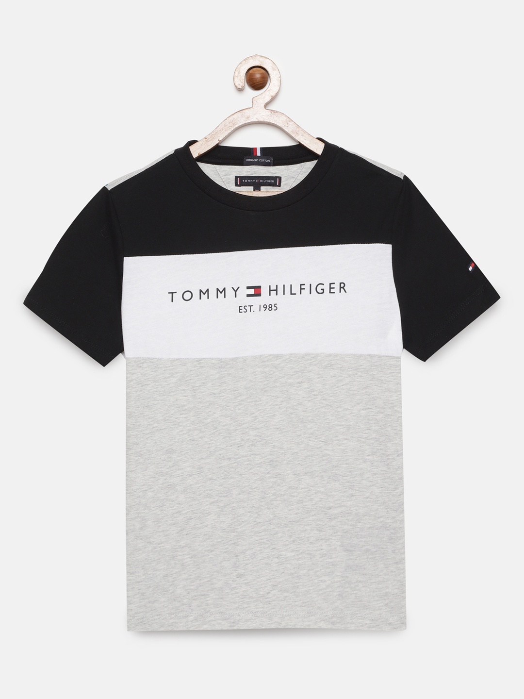 

Tommy Hilfiger Boys Grey & White Colourblocked Organic Cotton Sustainable T-shirt