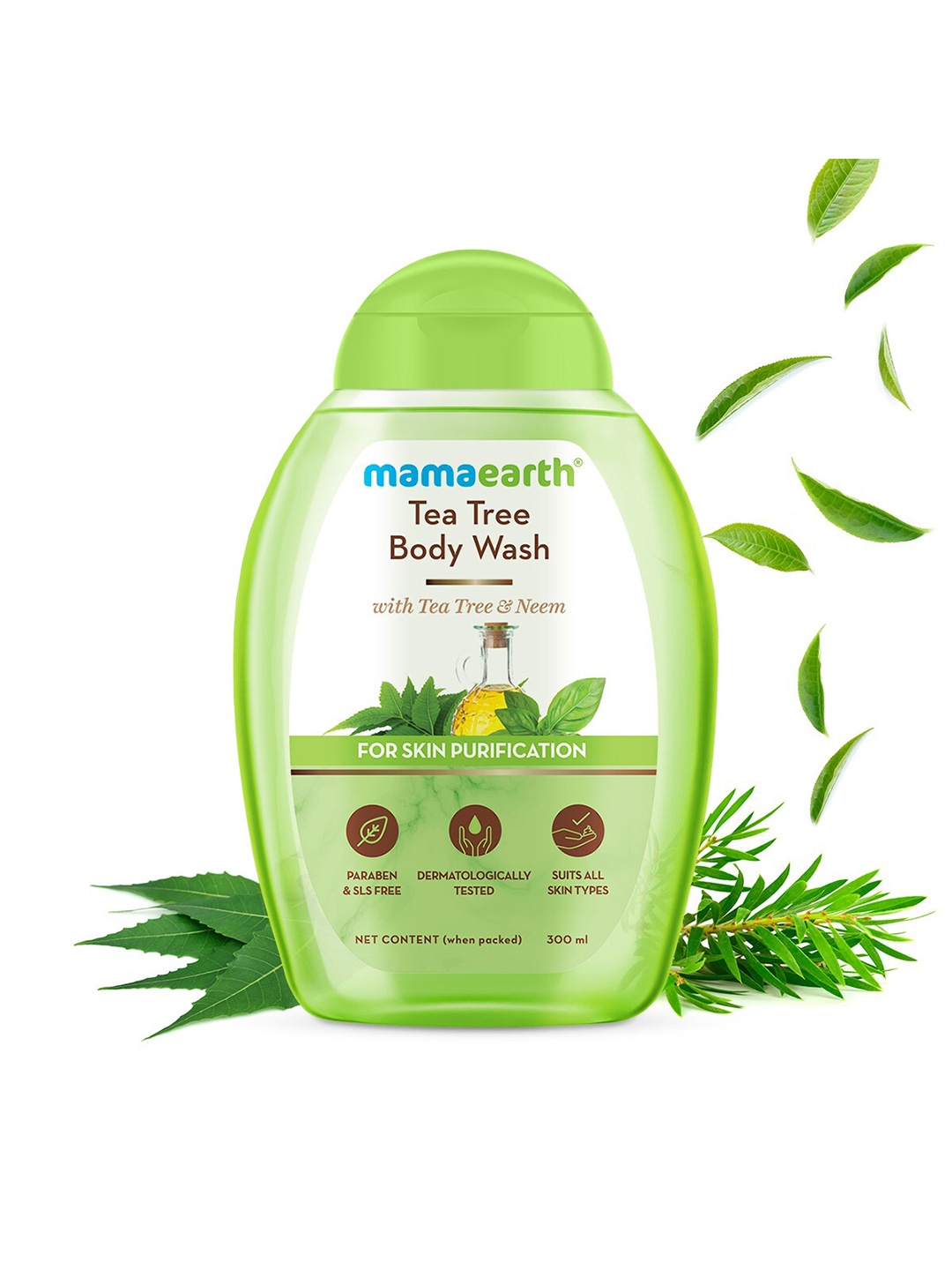 

Mamaearth Tea Tree Body Wash With Neem For Skin Purification - 300 ml, Green