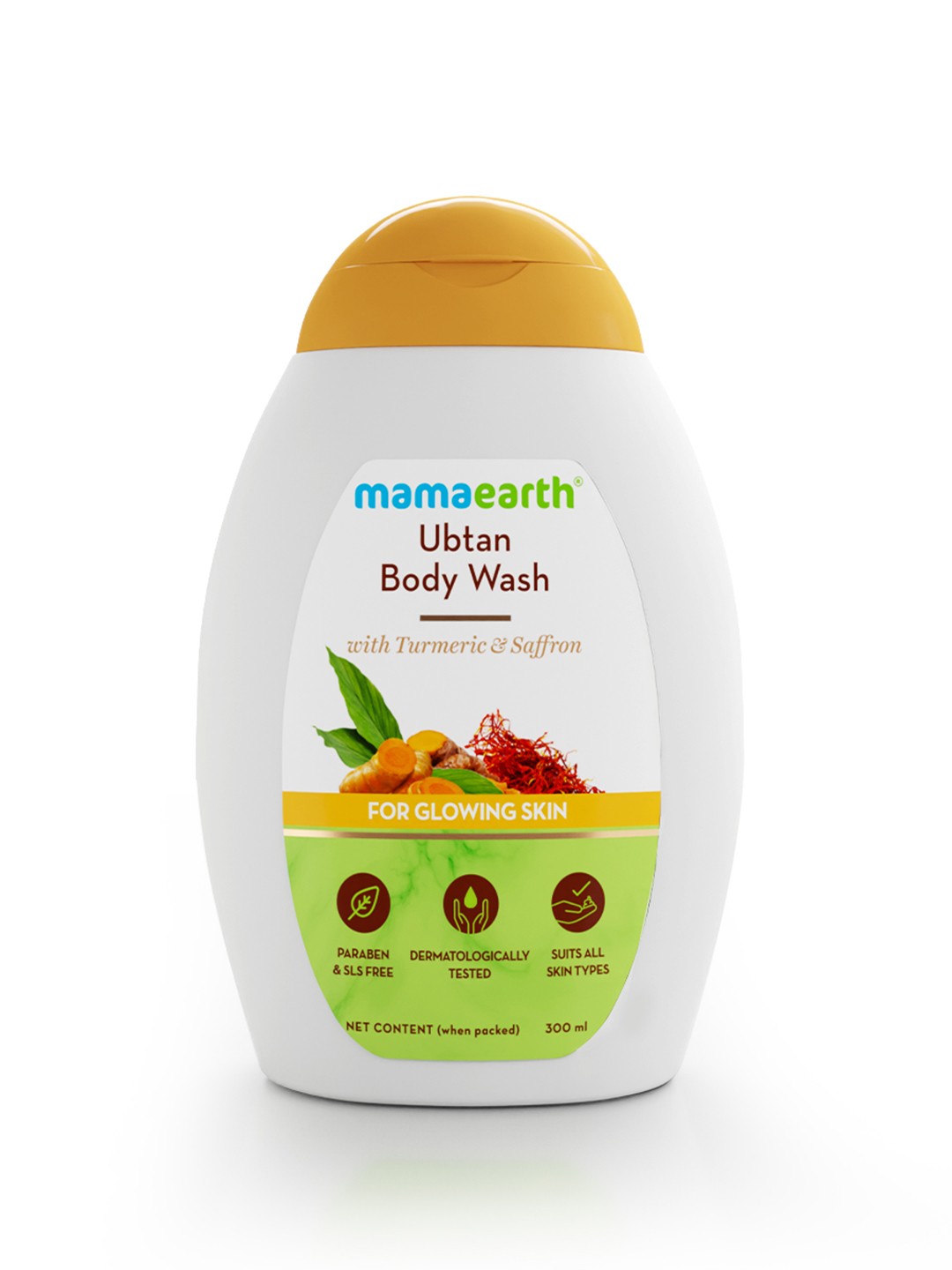 

Mamaearth Unisex Ubtan Body Wash With Turmeric & Saffron for Glowing Skin 300 ml, Yellow