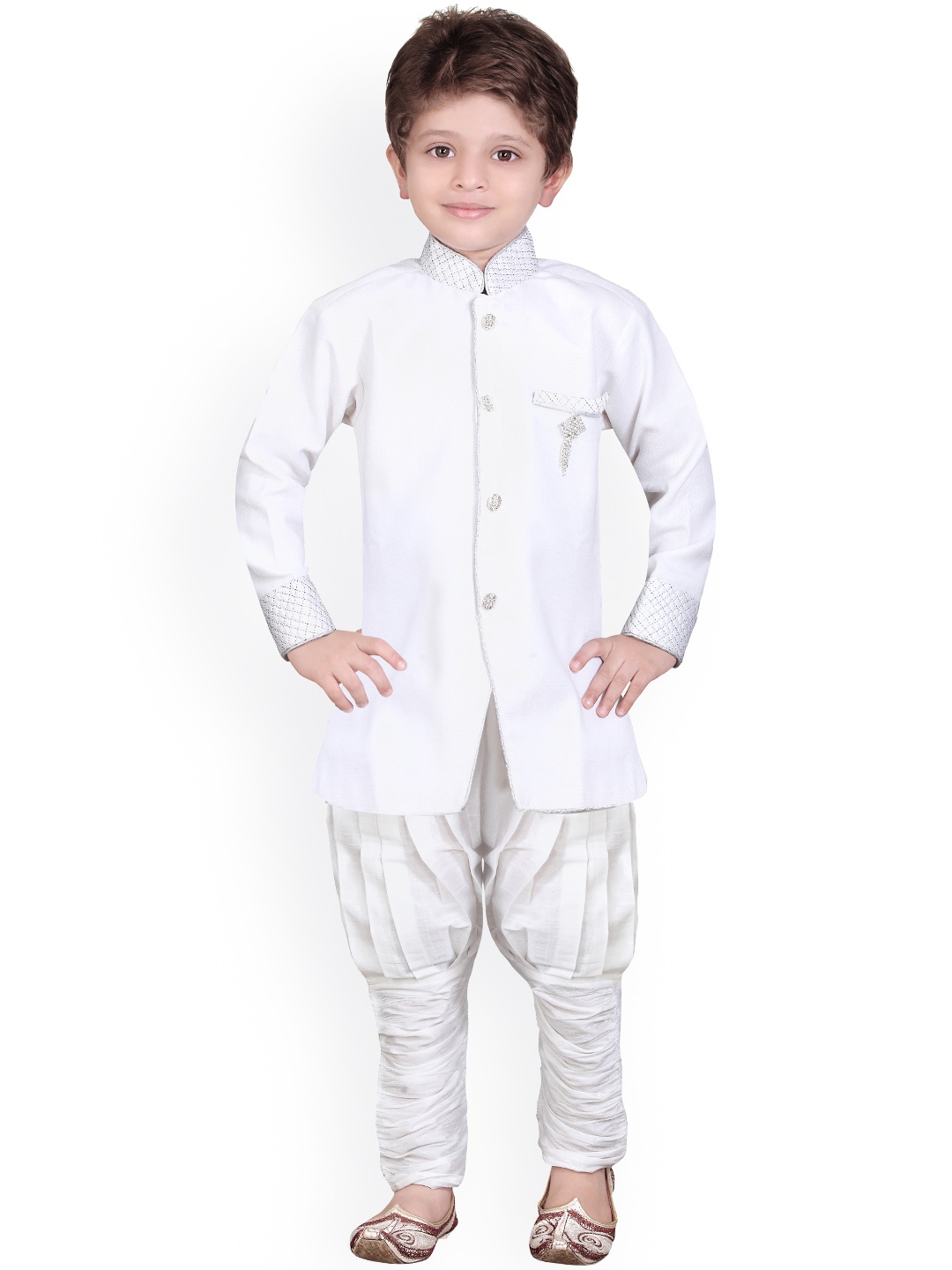 

Jeetethnics Boys White Silk Kurta Pyjama