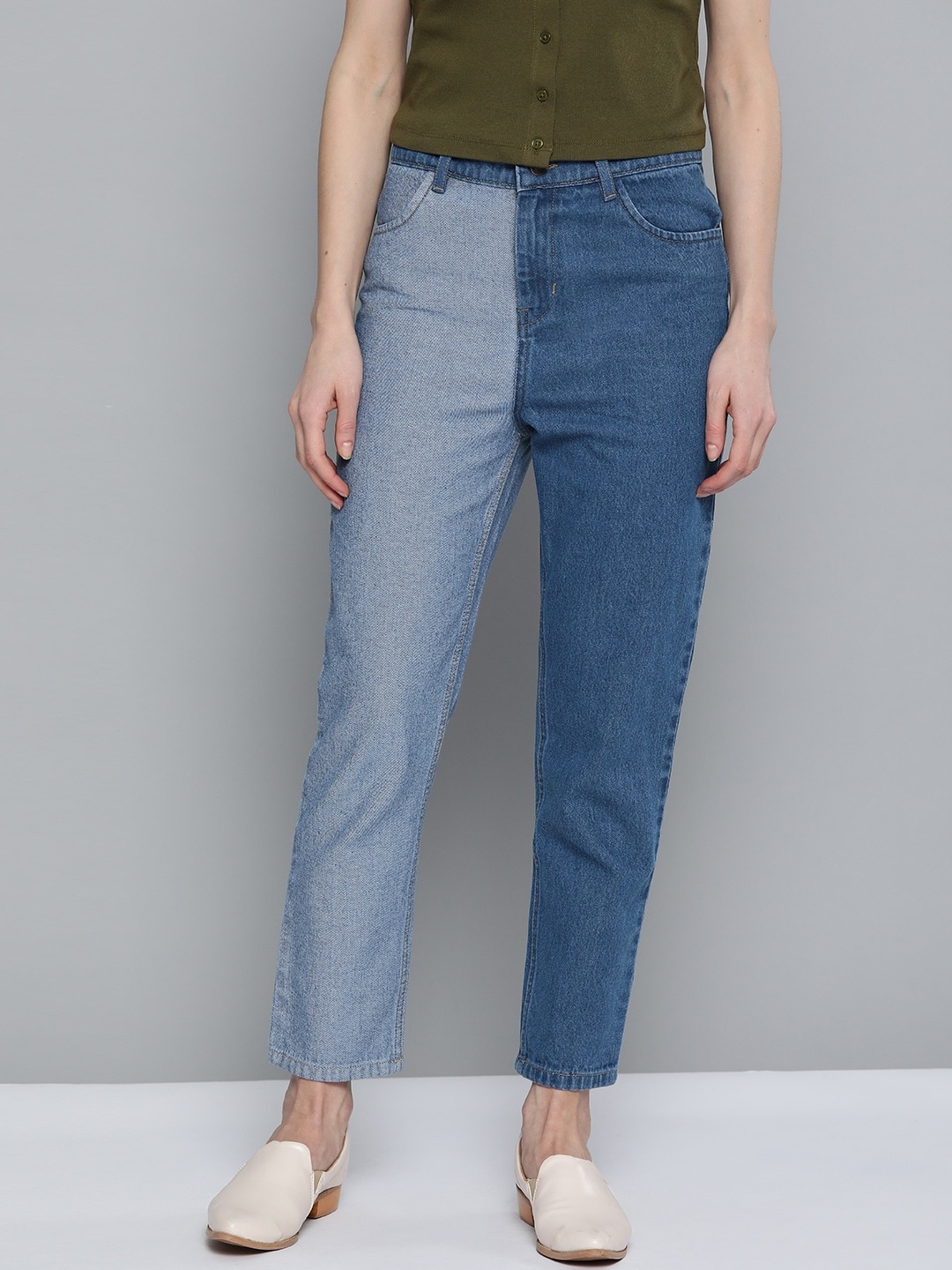 

SASSAFRAS Women Blue Pure Cotton Relaxed Fit High-Rise Clean Look Jeans