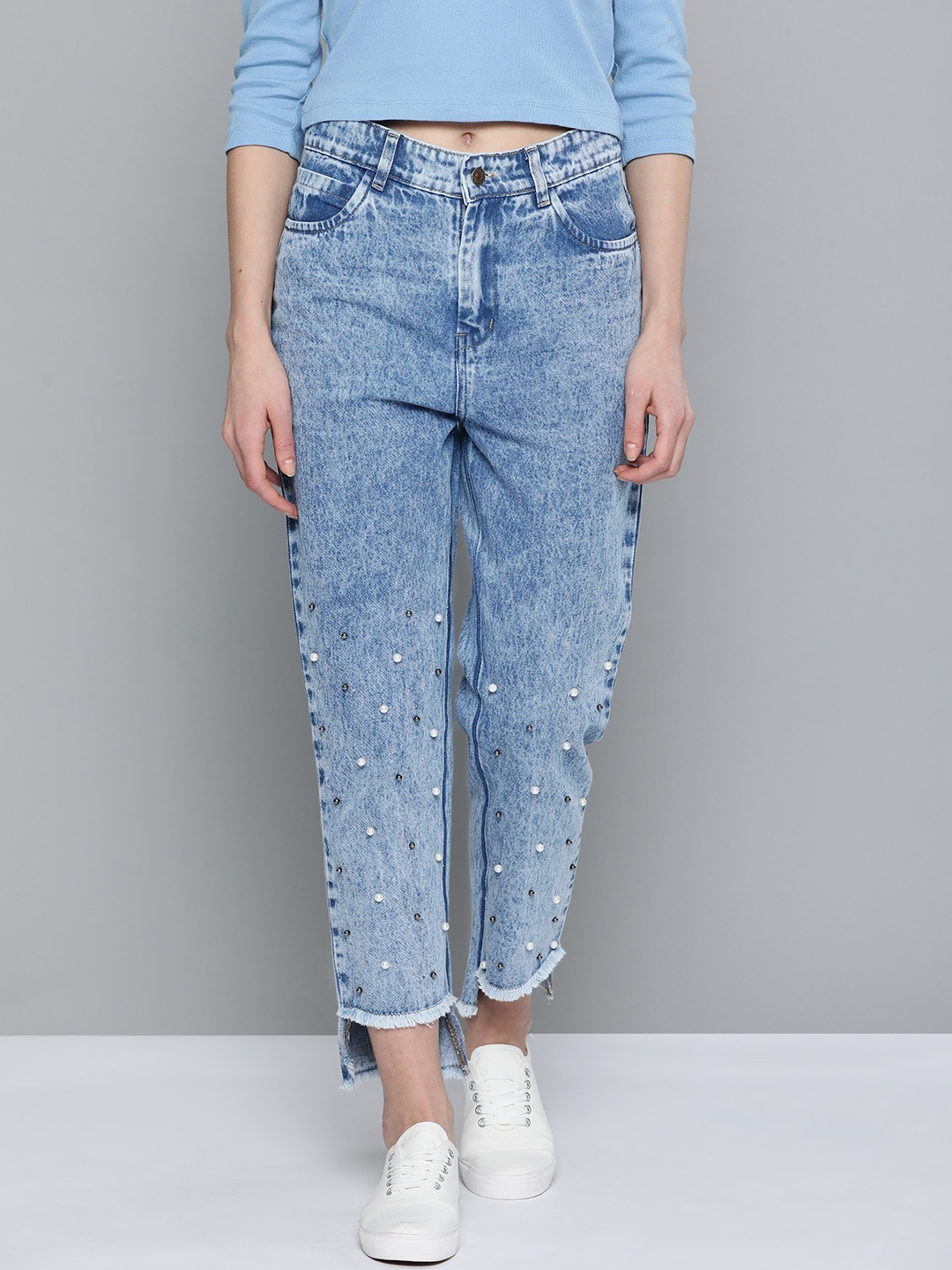 

SASSAFRAS Women Blue Pure Cotton Relaxed Fit High-Rise Clean Look Jeans