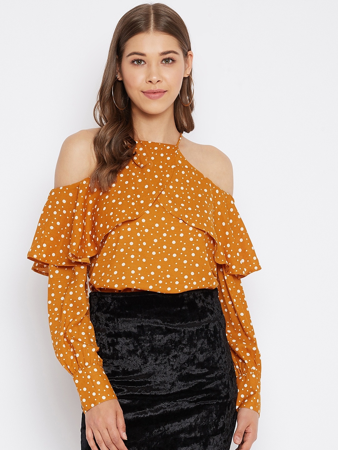 

Purys Women Mustard Printed Regular Layered Top