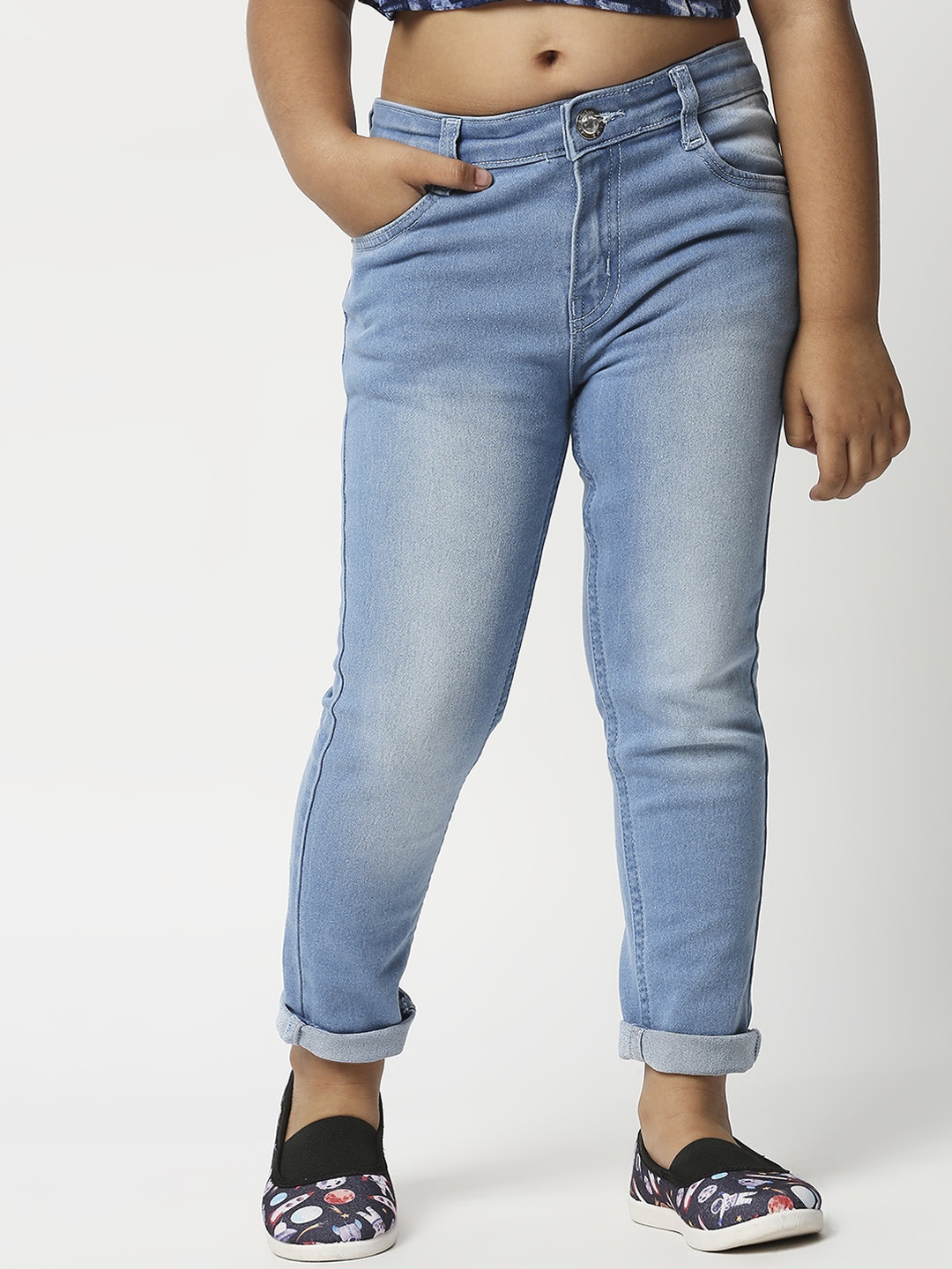 

High Star Girls Blue Slim Fit Mid-Rise Clean Look Jeans