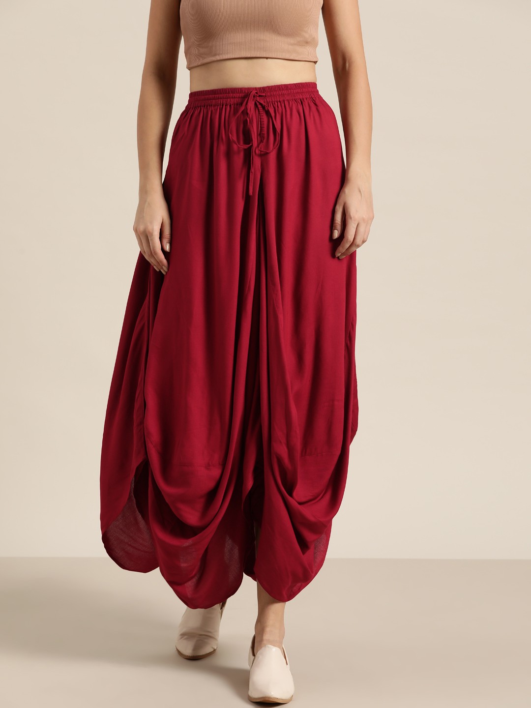 

Shae by SASSAFRAS Maroon Liva Dhoti Style Skirt