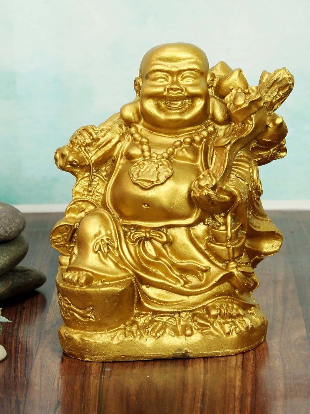 

TIED RIBBONS Gold-Toned Laughing Buddha Showpiece