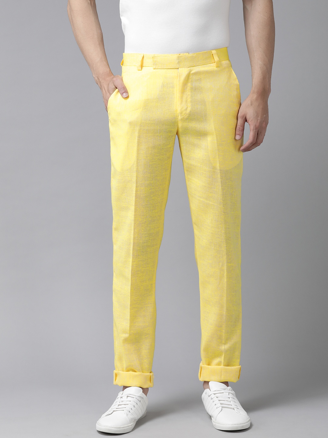 

Hangup Men Yellow Solid Regular Fit Regular Trousers