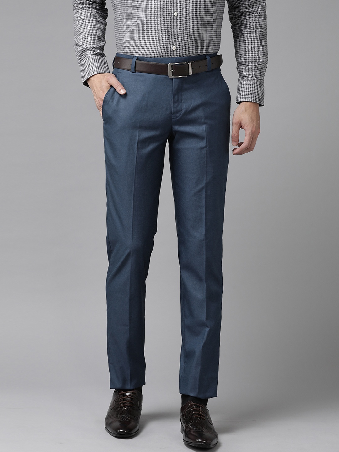 

Hangup Men Navy Blue Formal Trousers