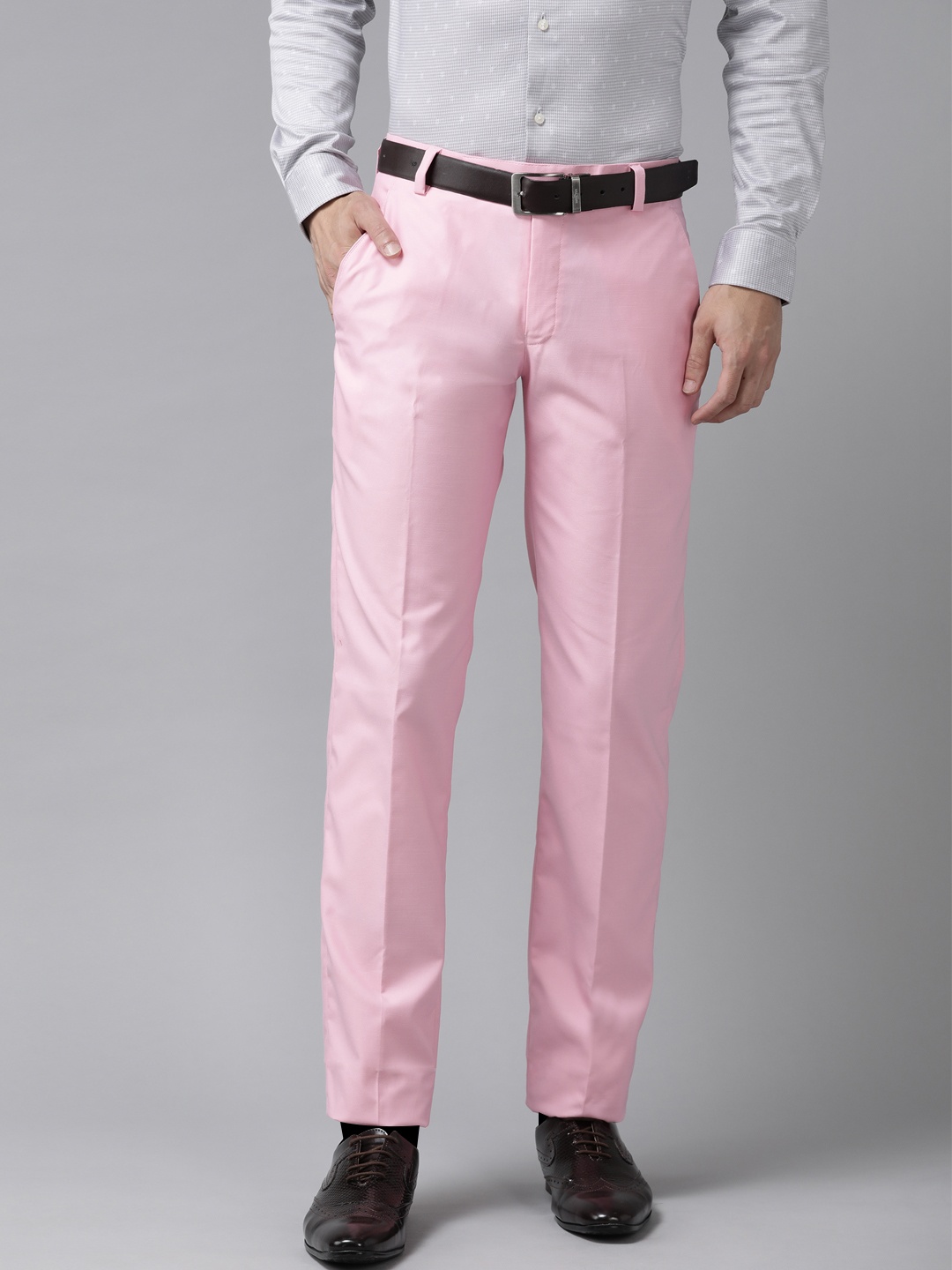 

Hangup Men Pink & Pink Regular Fit Solid Formal Trousers