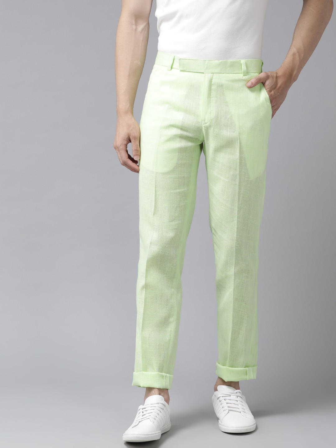 

Hangup Men Lime Green Regular Fit Solid Regular Trousers