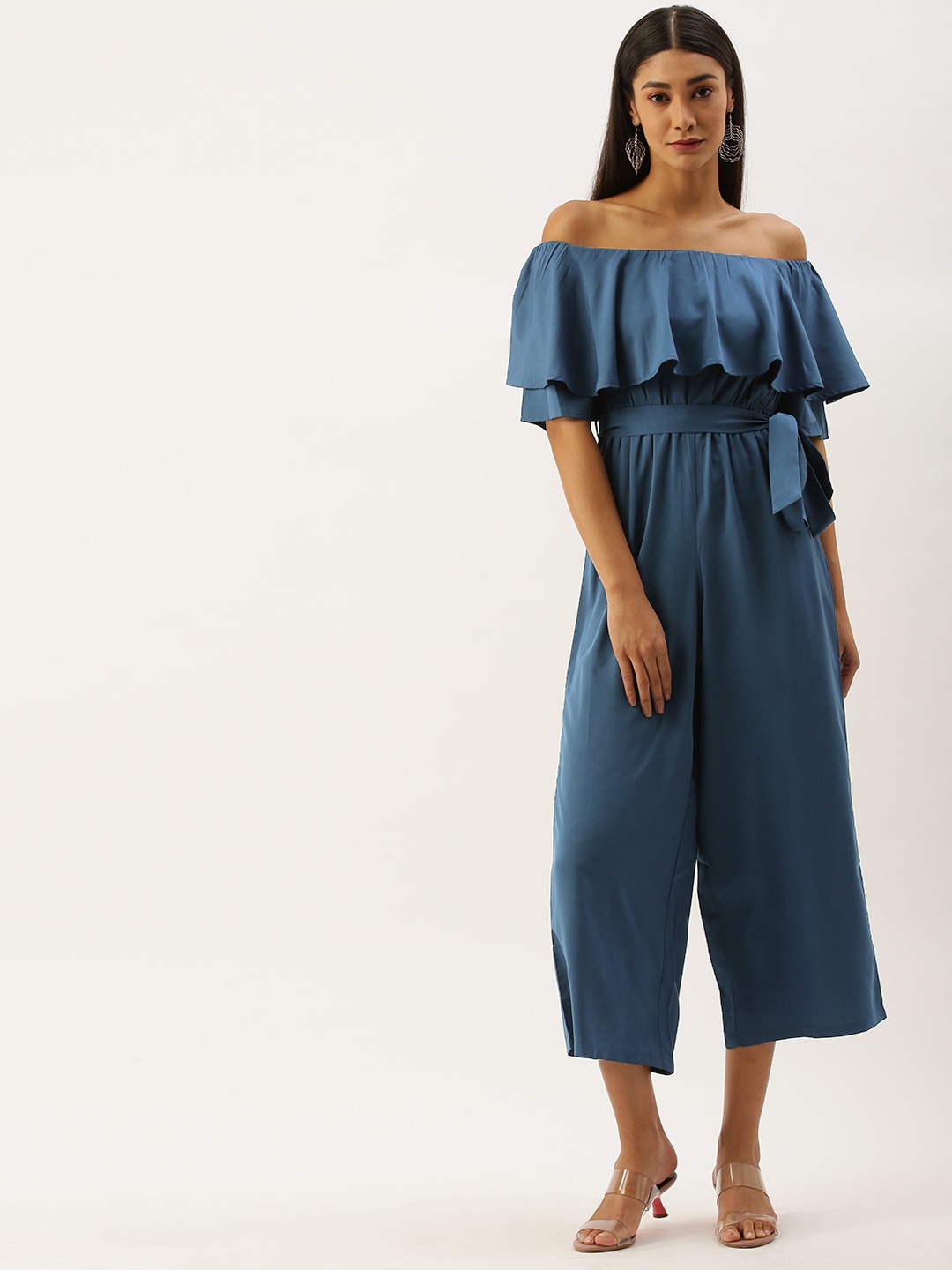 

Berrylush Women Blue Solid Culotte Jumpsuit