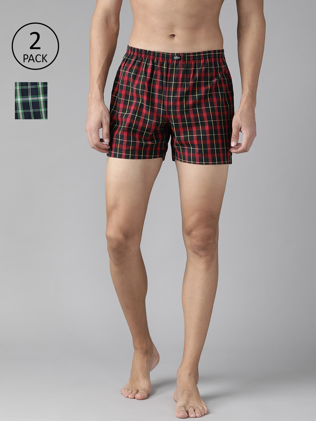 

Roadster Men Pack of 2 Checked Cotton Boxers, Red