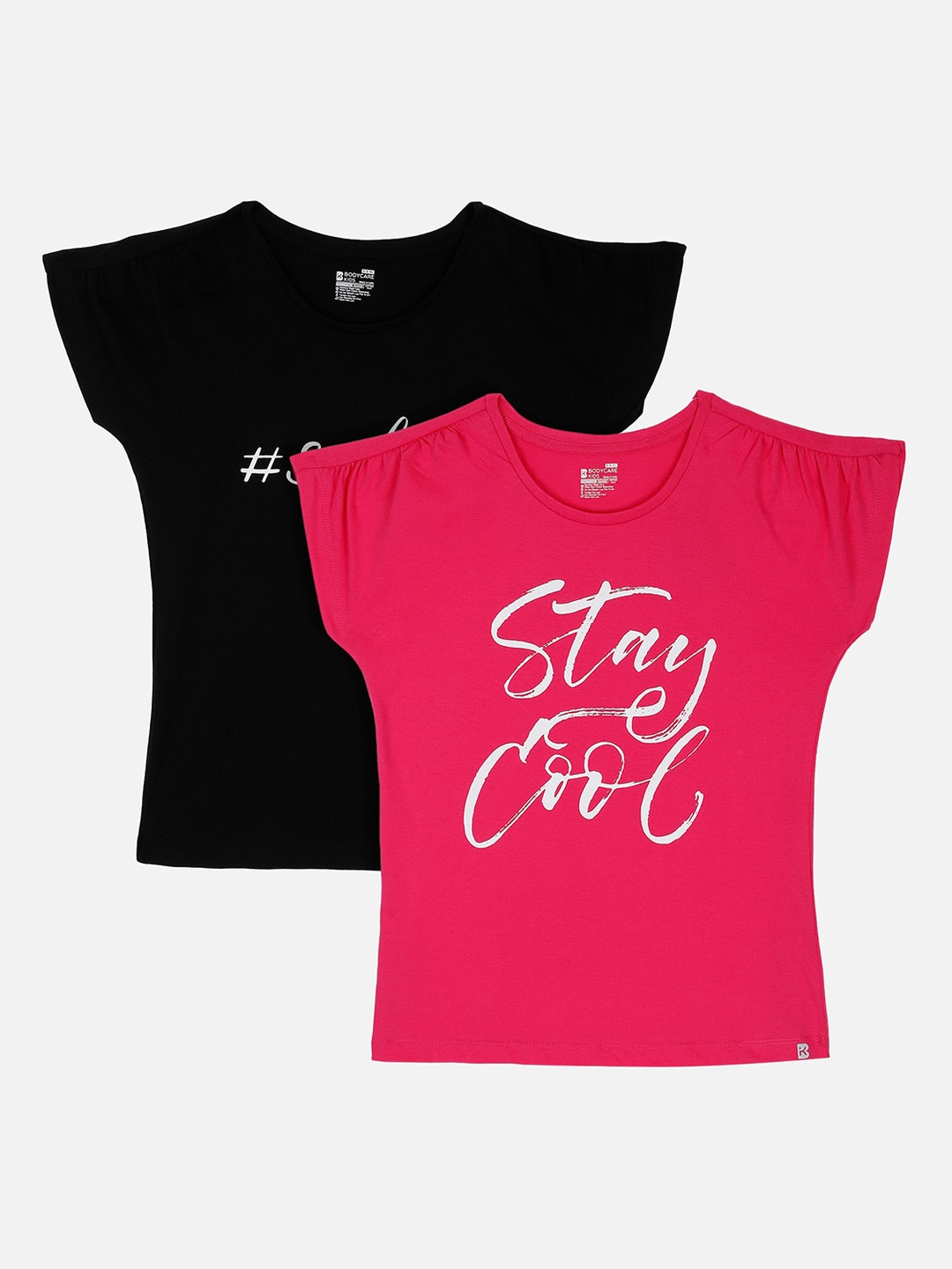 

Bodycare Girls Pack of 2 Antiviral and Antibacterial Printed T-shirt, Fuchsia