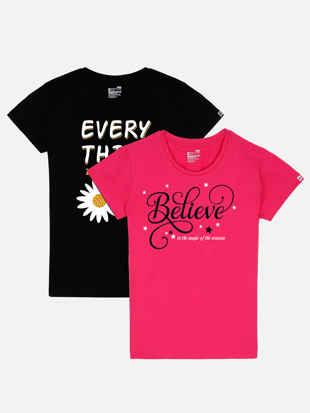 

Bodycare Girls Pack of 2 Antiviral and Antibacterial Printed T-shirt, Fuchsia