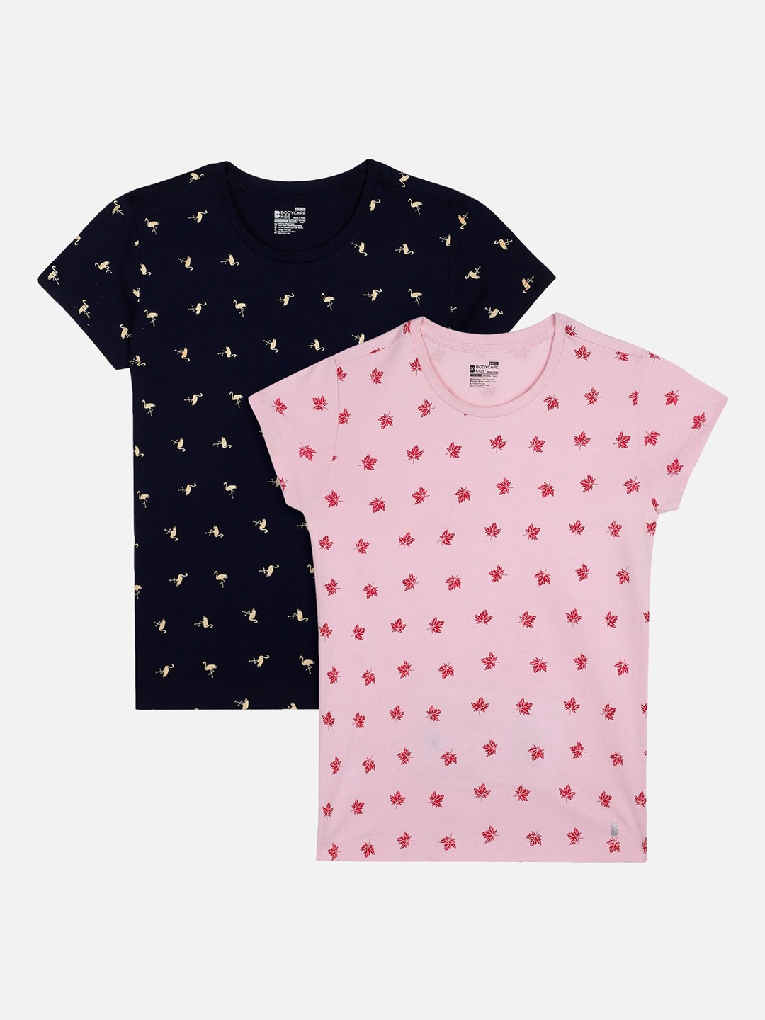 

Bodycare Girls Pack of 2 Antiviral and Antibacterial Printed T-shirt, Navy blue