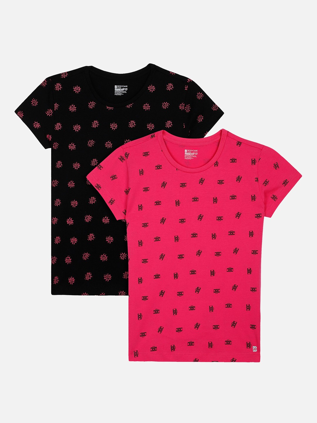 

Bodycare Girls Pack of 2 Antiviral and Antibacterial Printed T-shirt, Fuchsia