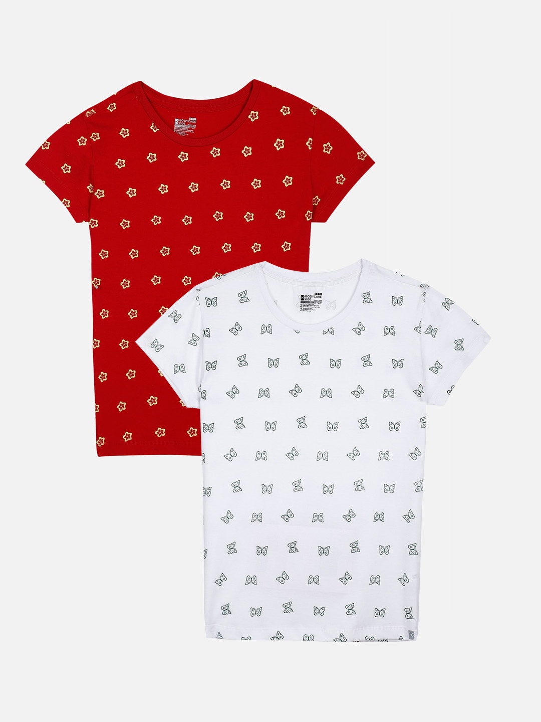 

Bodycare Girls Pack of 2 Antiviral and Antibacterial Printed T-shirt, Red