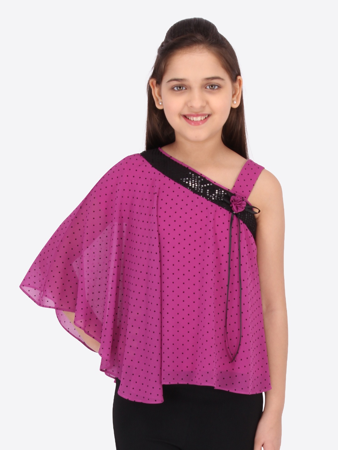 

CUTECUMBER Purple Printed Georgette Regular Top