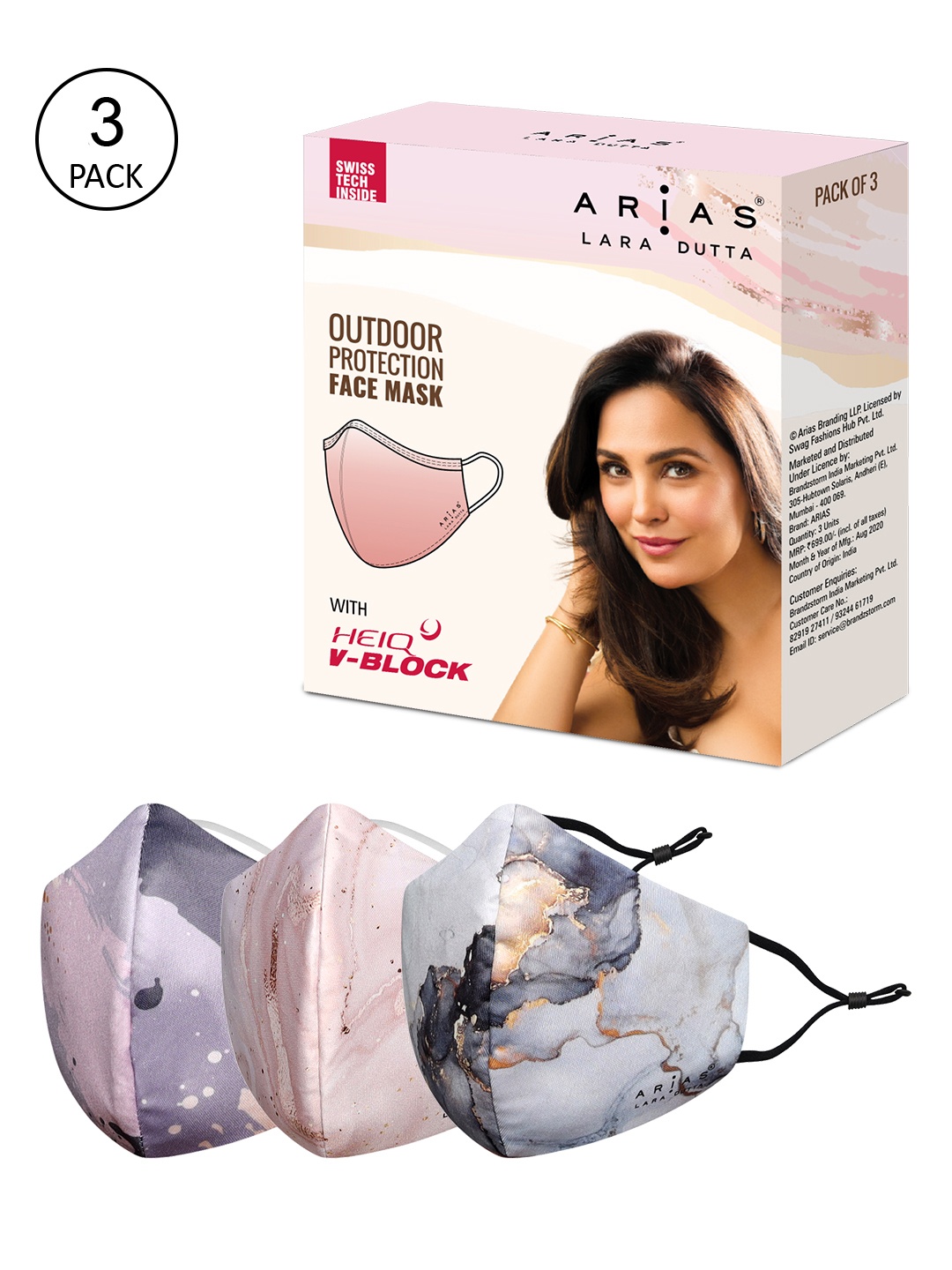 

ARIAS By LARA DUTTA Women Pack Of 3 Printed 6-Ply Protective Outdoor Masks, Multi