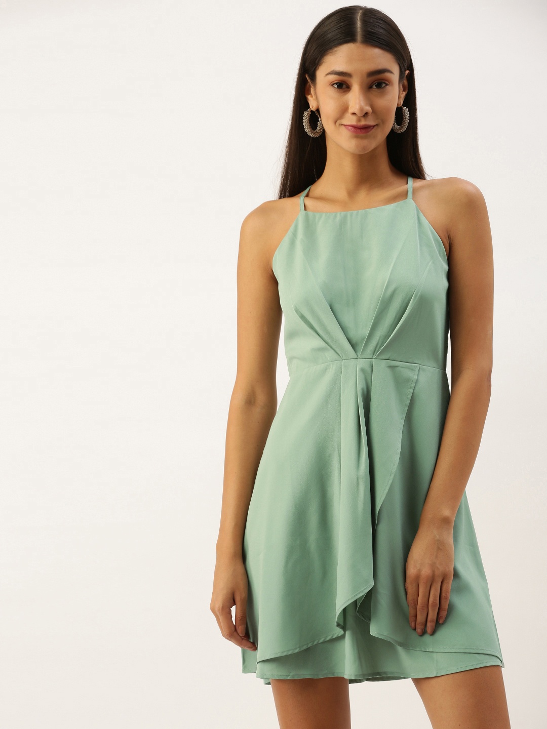 

Berrylush Women Green Solid A-Line Dress