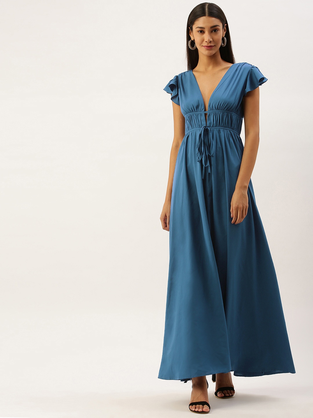 

Berrylush Women Teal Blue Solid Maxi Dress