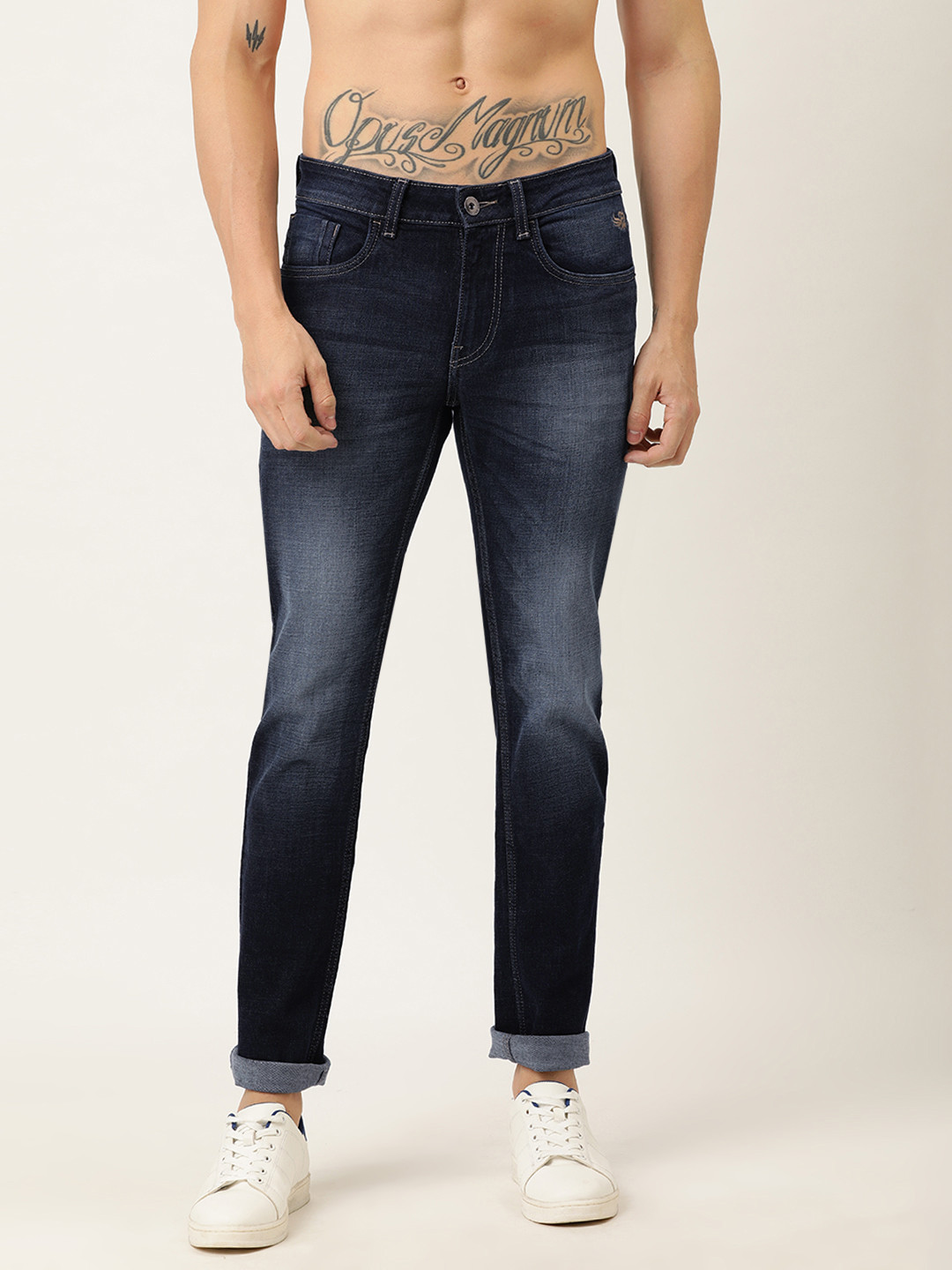 

Flying Machine Men Navy Blue Slim Fit Mid-Rise Clean Look Stretchable Jeans