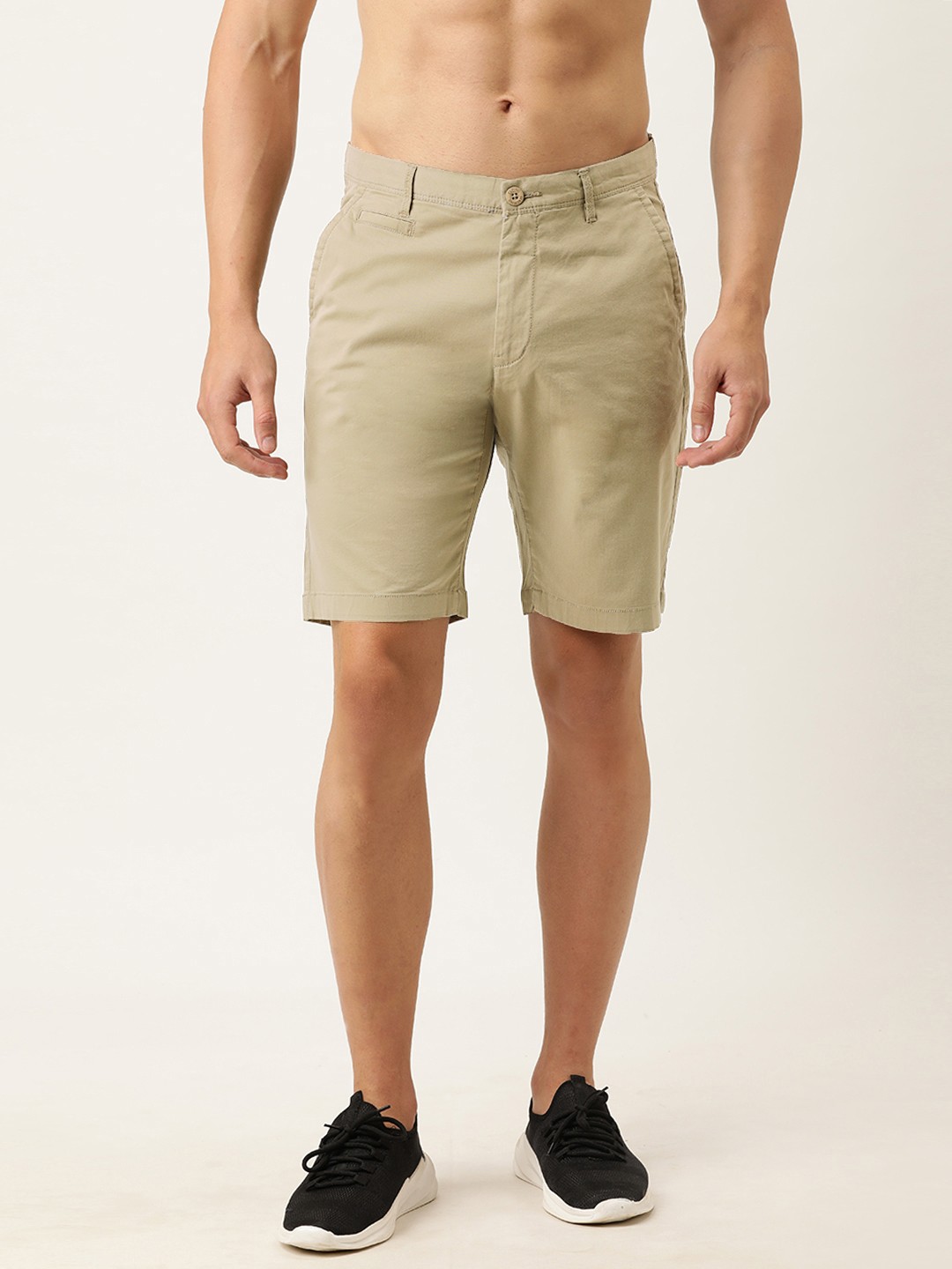 

Flying Machine Men Cream-Coloured Solid Regular Fit Chino Shorts