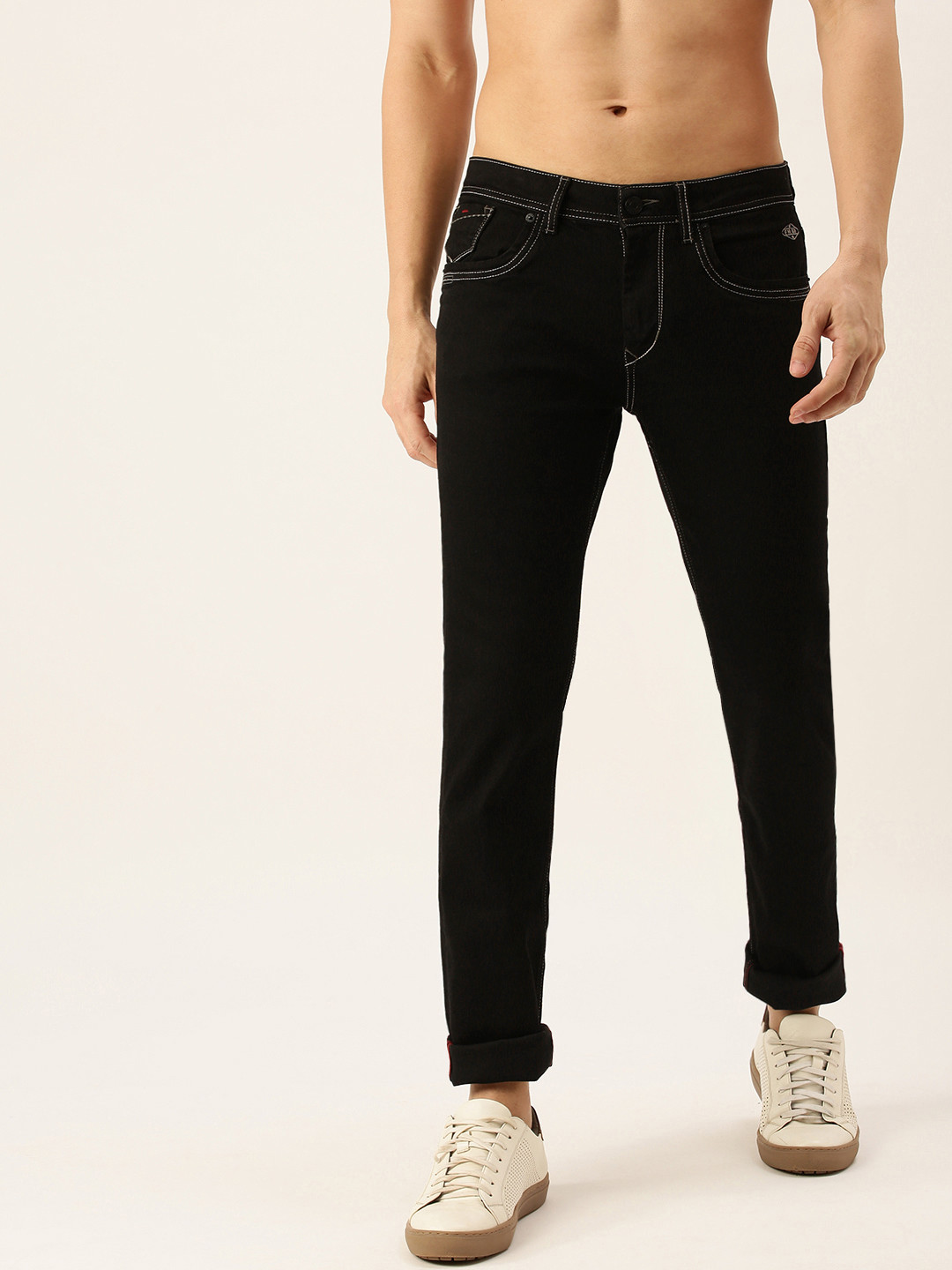 

Flying Machine Men Black Slim Fit Mid-Rise Stretchable Jeans
