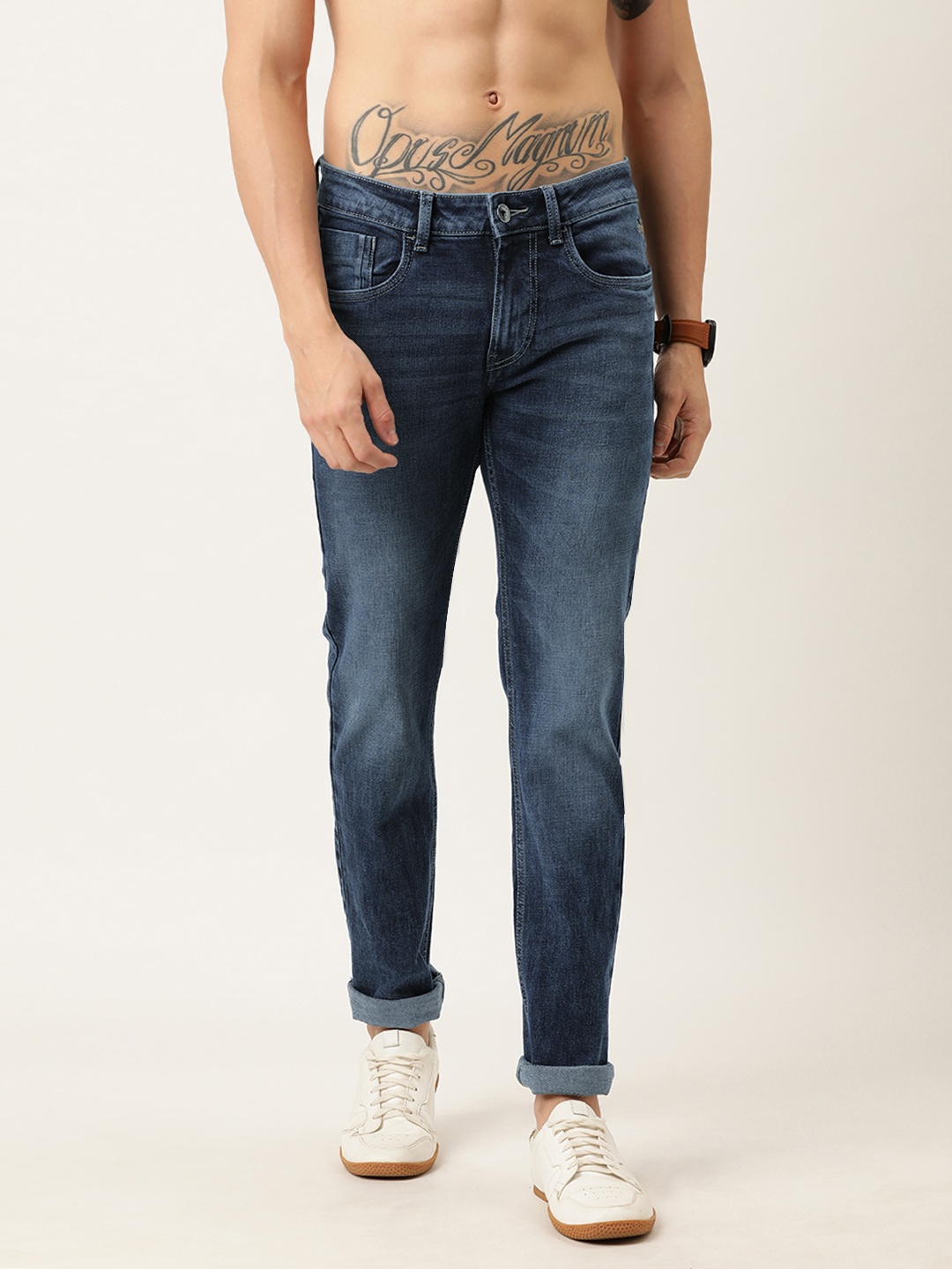 

Flying Machine Men Blue Slim Michael Fit Mid-Rise Clean Look Stretchable Jeans