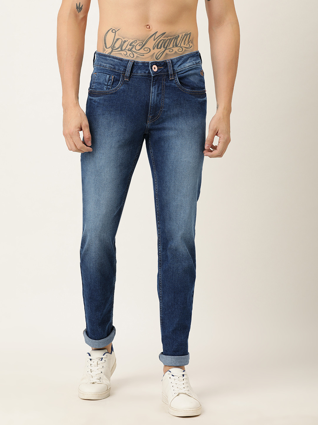 

Flying Machine Men Blue Michael Slim Tapered Fit Mid-Rise Clean Look Stretchable Jeans