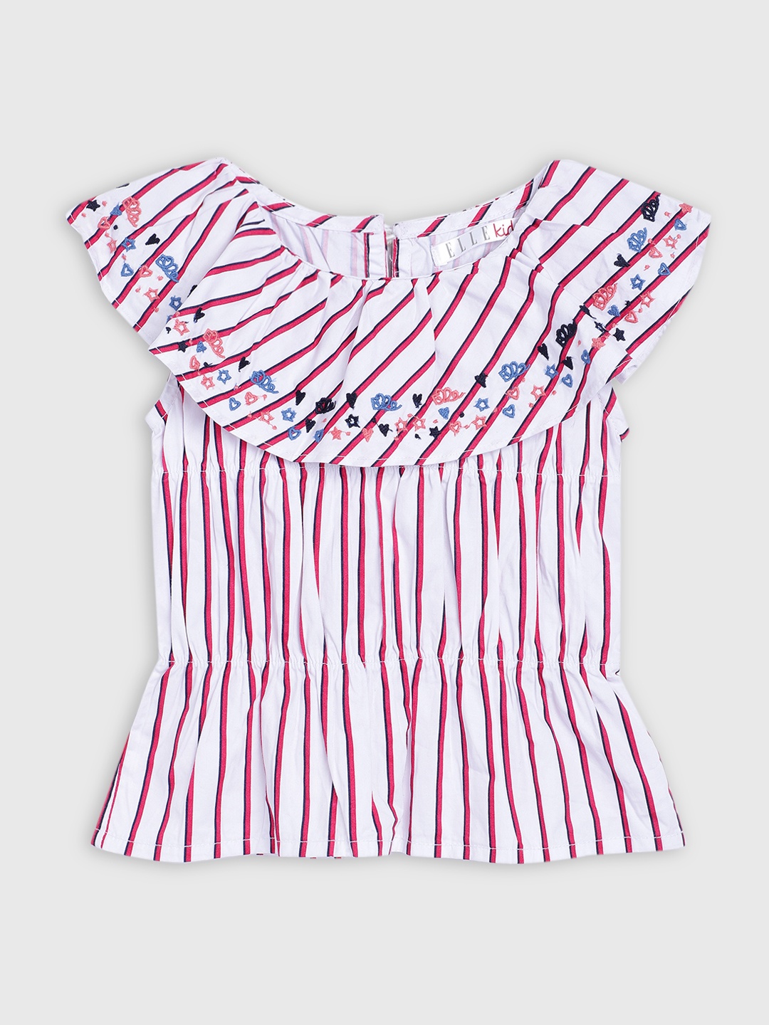 

Elle Red & White Striped Layered Regular Top