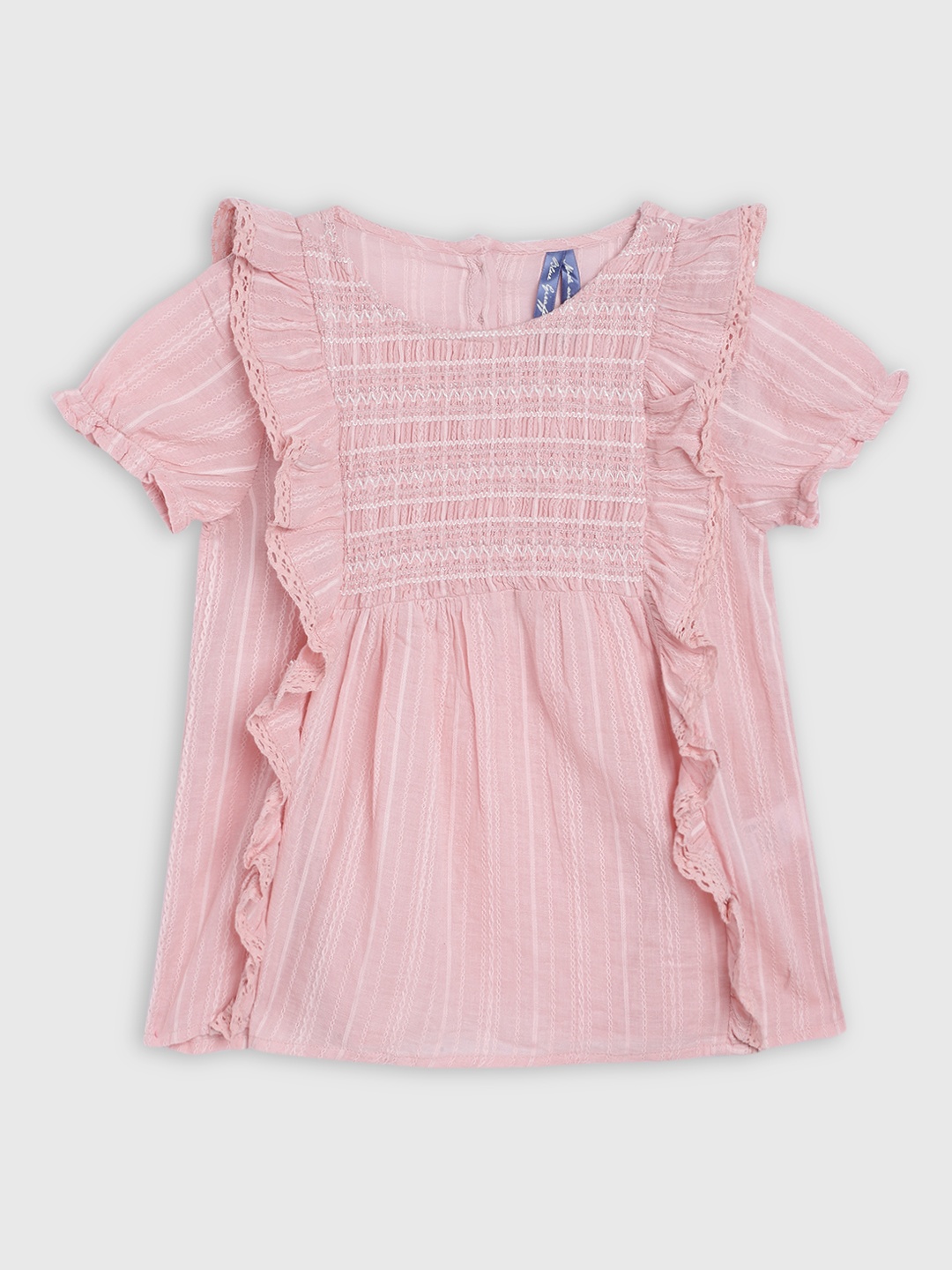 

Blue Giraffe Pink Puff Sleeves Regular Top