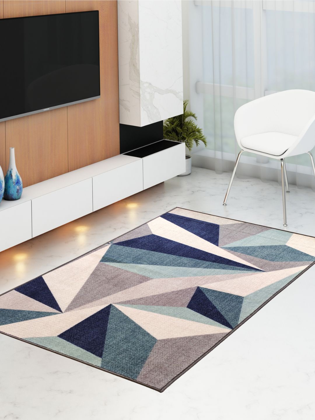 

Athom Trendz Multicoloured Printed Anti-Skid Carpet, Multi