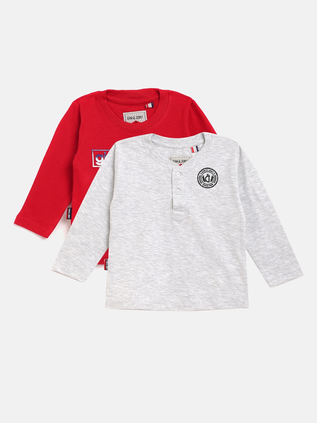 

Gini & Jony Boys Pack Of-2 T-shirts, Grey melange