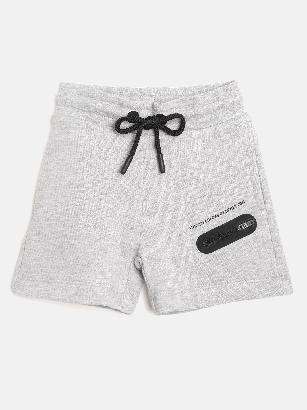 

United Colors of Benetton Boys Grey Melange Pure Cotton Solid Regular Fit Shorts