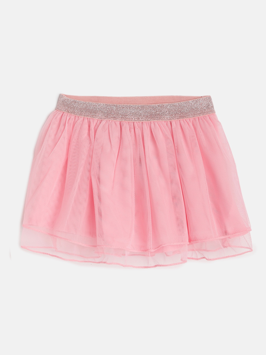 

United Colors of Benetton Girls Pink Solid TULLE Net Flared Skirt