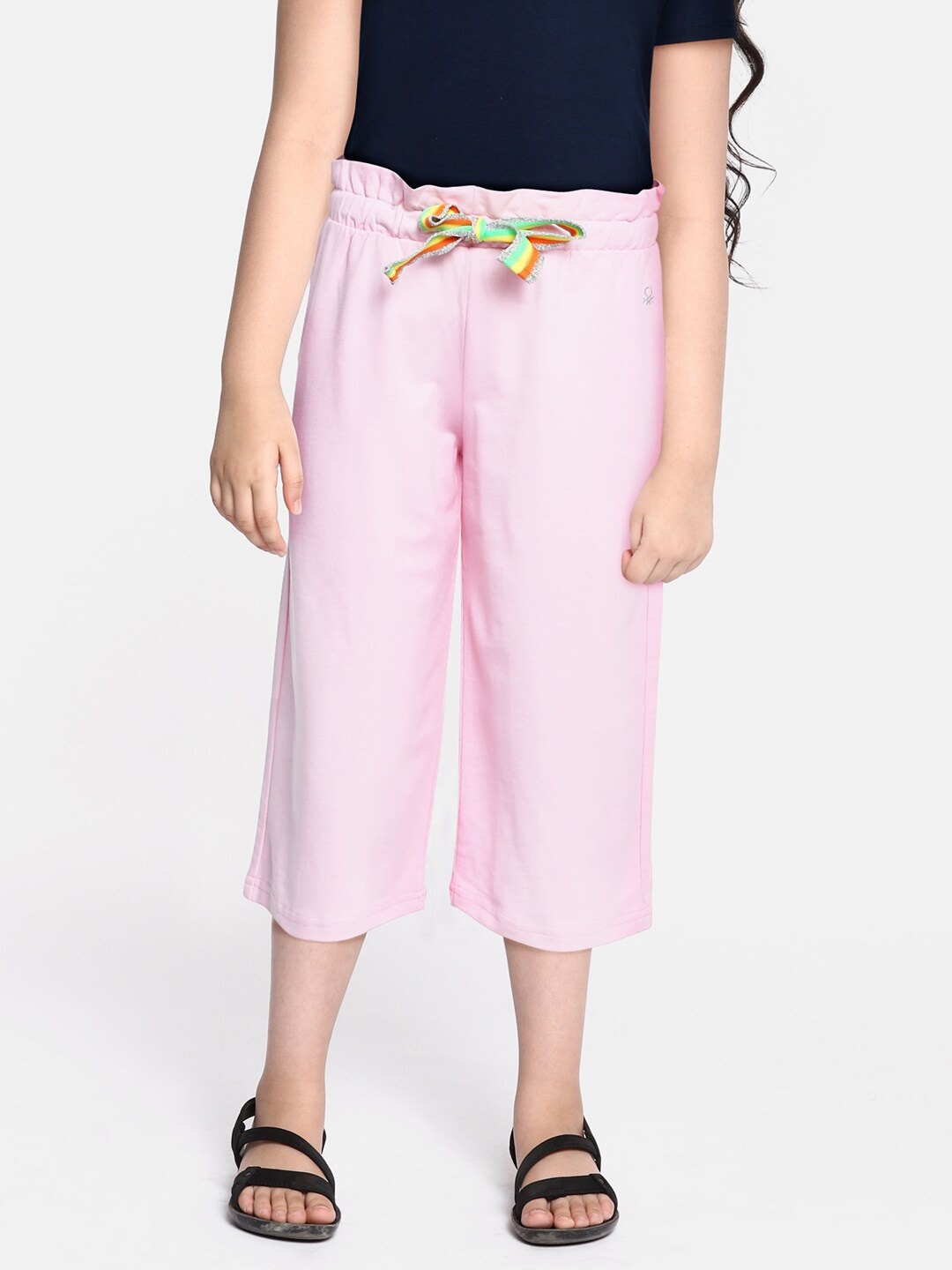 

United Colors of Benetton Girls Pink Solid Pure Cotton Track Pants