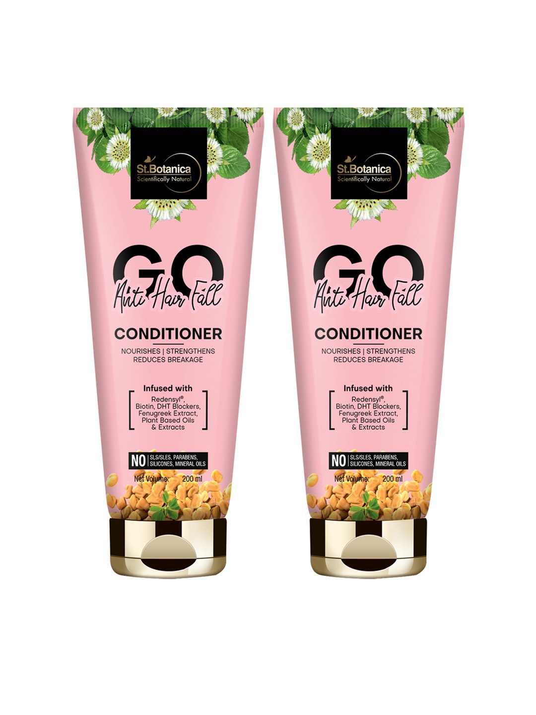 

StBotanica Pack Of 2 Go Anti-Hair Fall Hair Conditioner 200 ml, Pink