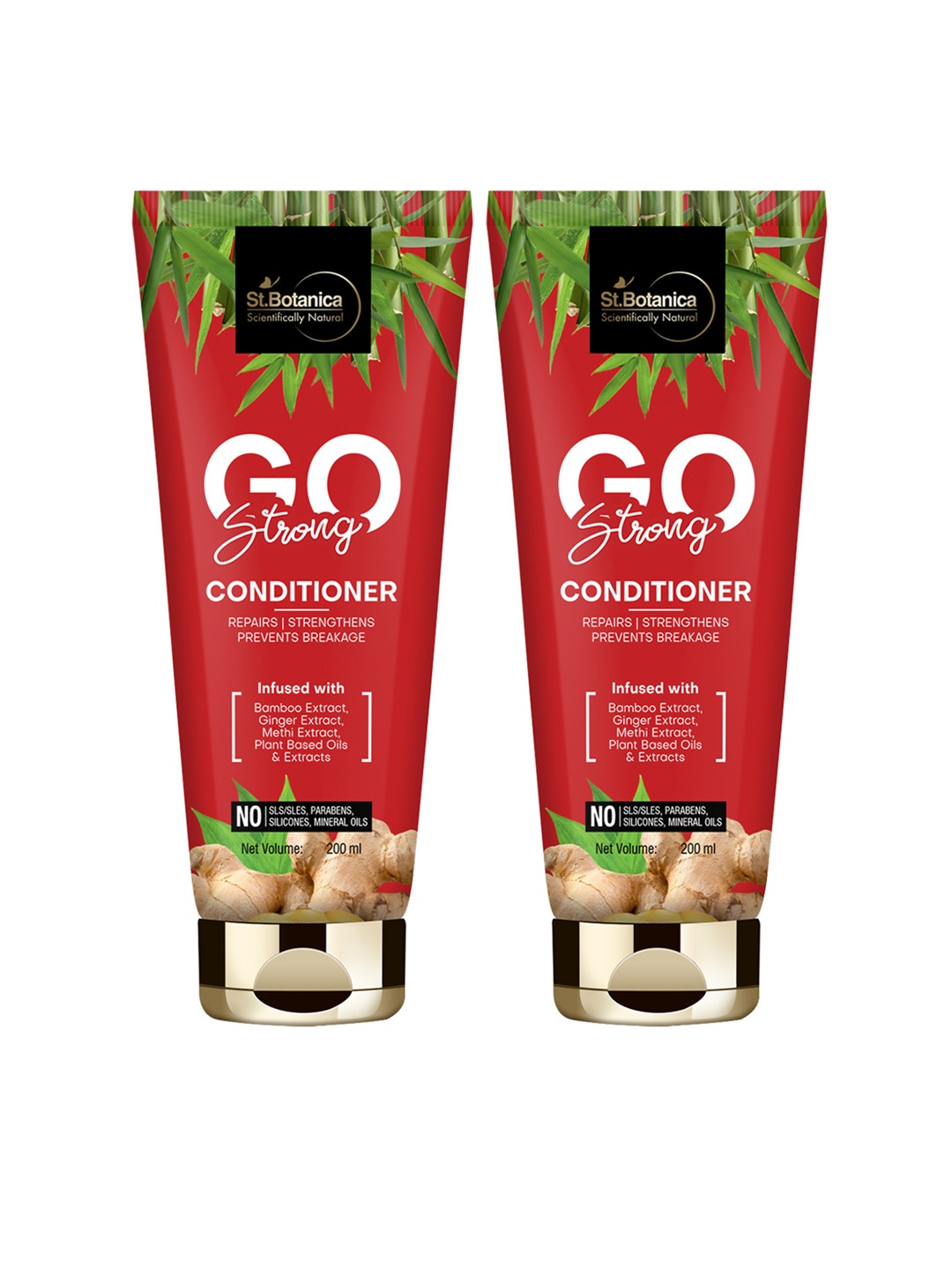 

St.Botanica Pack Of 2 Go Strong Hair Conditioner 200 ml, Red