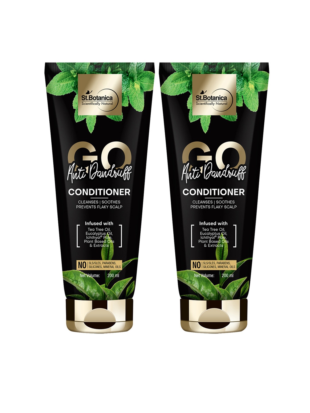

St.Botanica Pack Of 2 GO Anti-Dandruff Hair Conditioner 200ml, Black