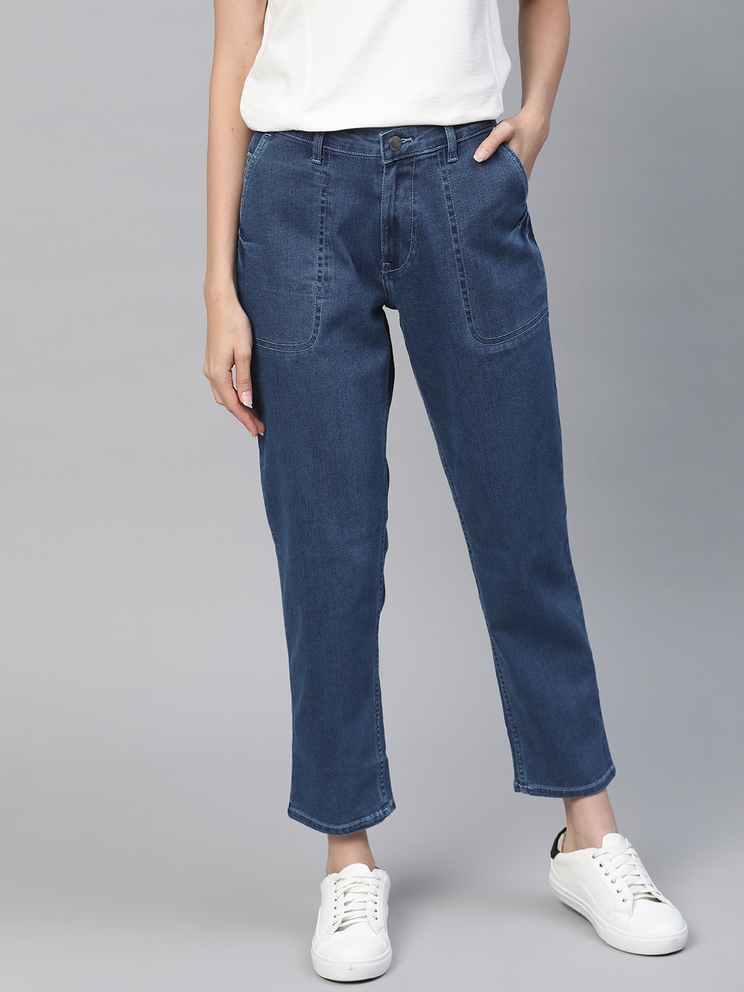 

Mast & Harbour Women Blue Boyfriend Fit Stretchable Jeans