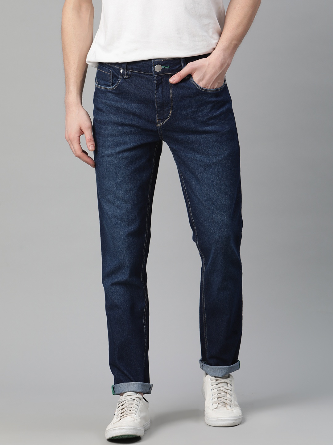 

Mast & Harbour Men Navy Blue Slim Tapered Fit Stretchable Jeans